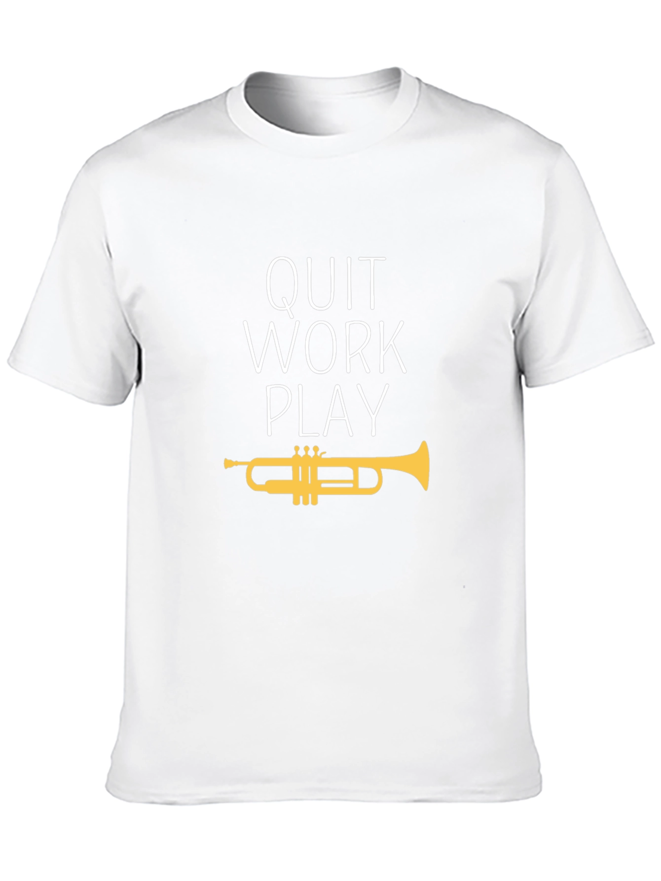 Black Quit Work Play Trumpet T-Shirt - Black Cotton Tee view 10
