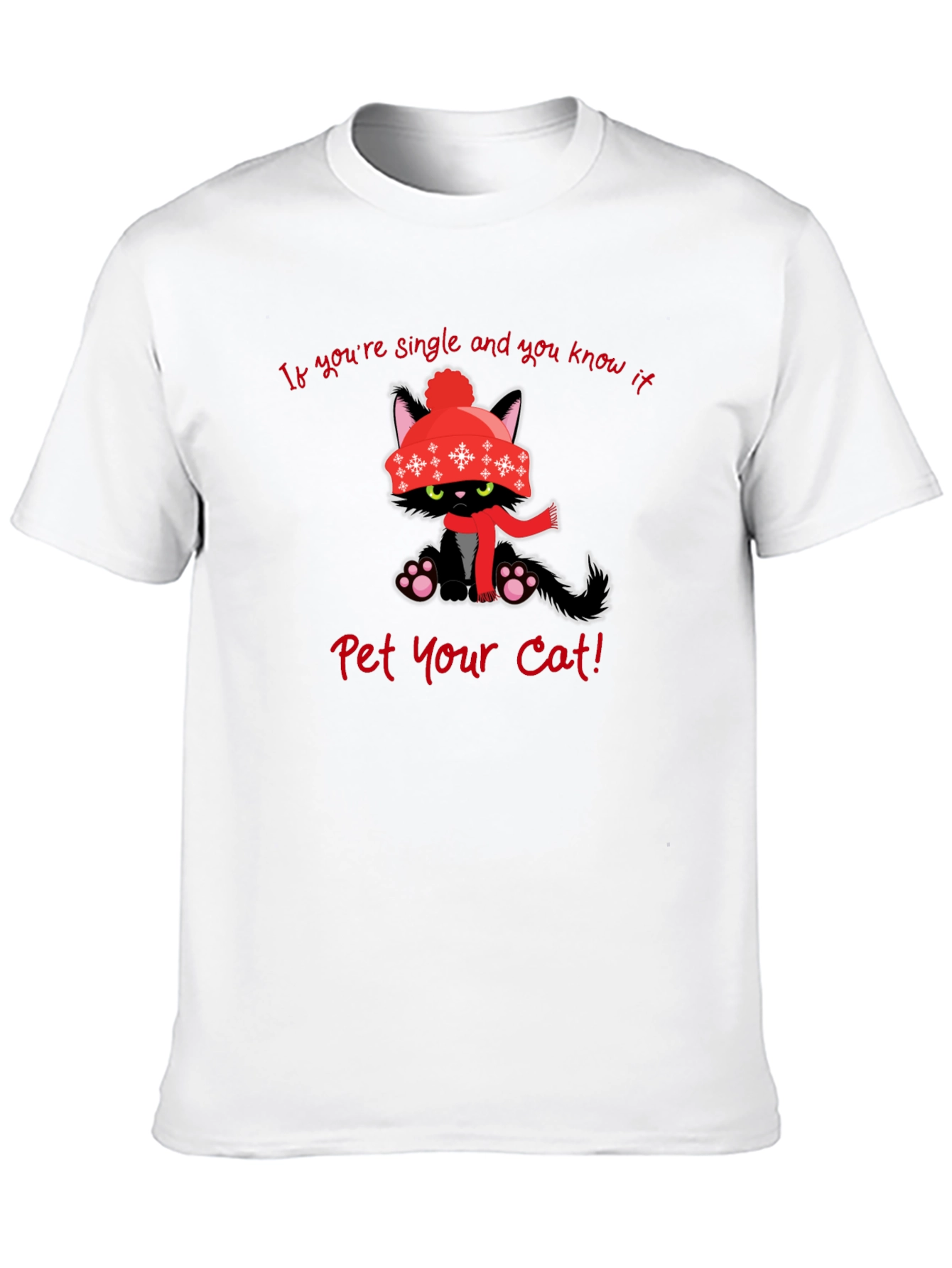 Black Single Cat Winter T-Shirt view 10