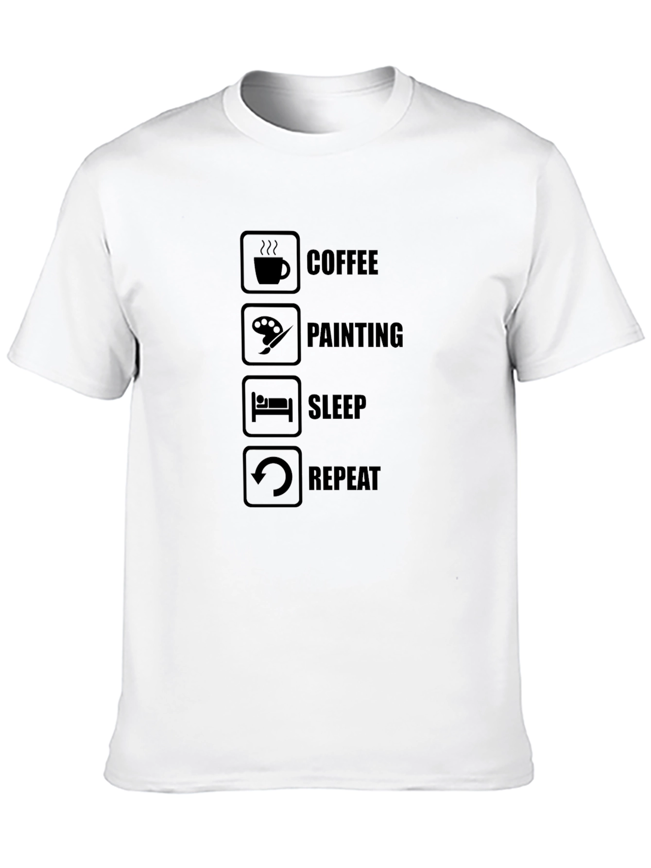 Black Coffee, Painting, Sleep, Repeat Black T-Shirt view 10