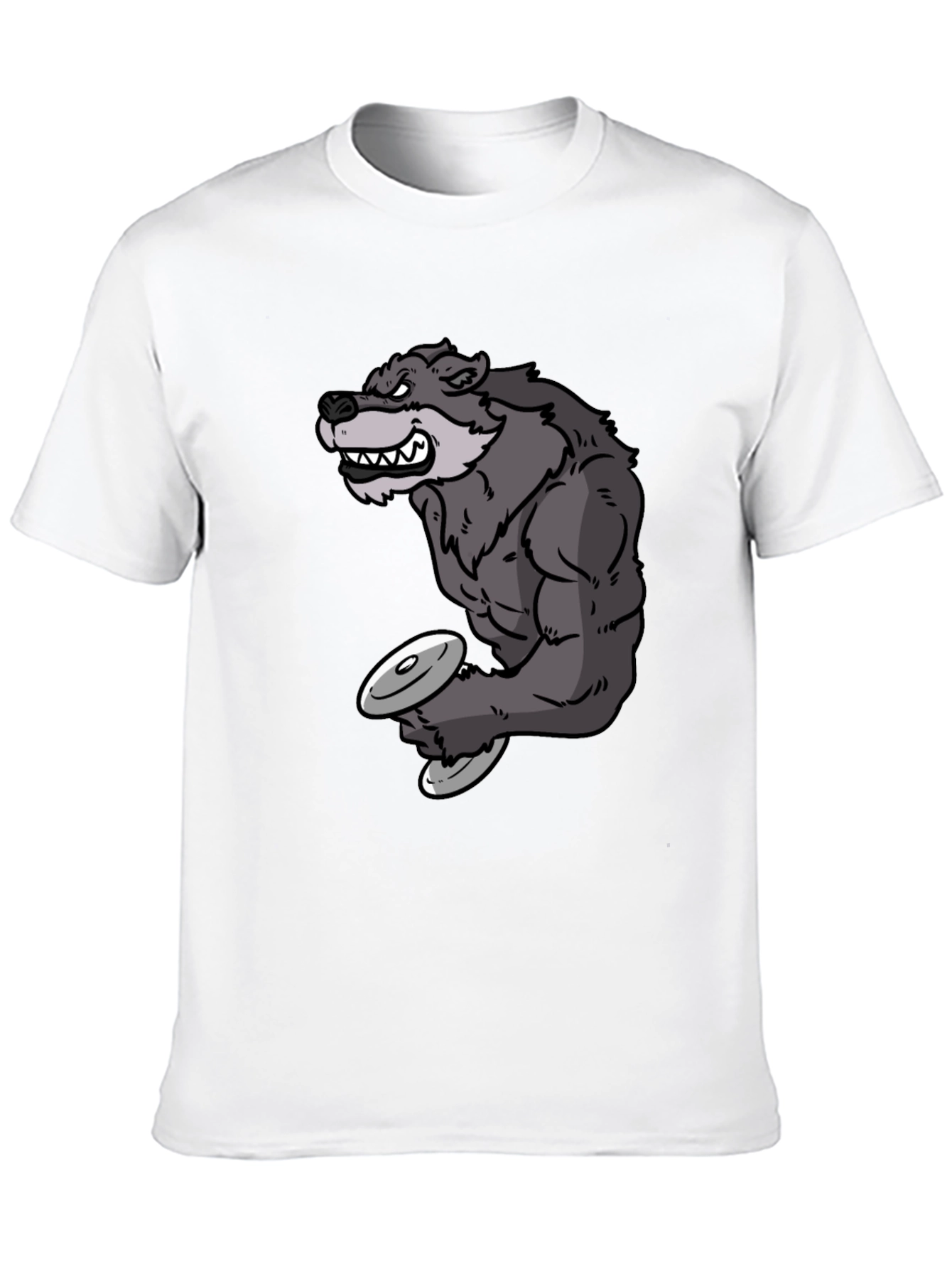 Black Wolf Lifting Weights Graphic Tee - Black view 10