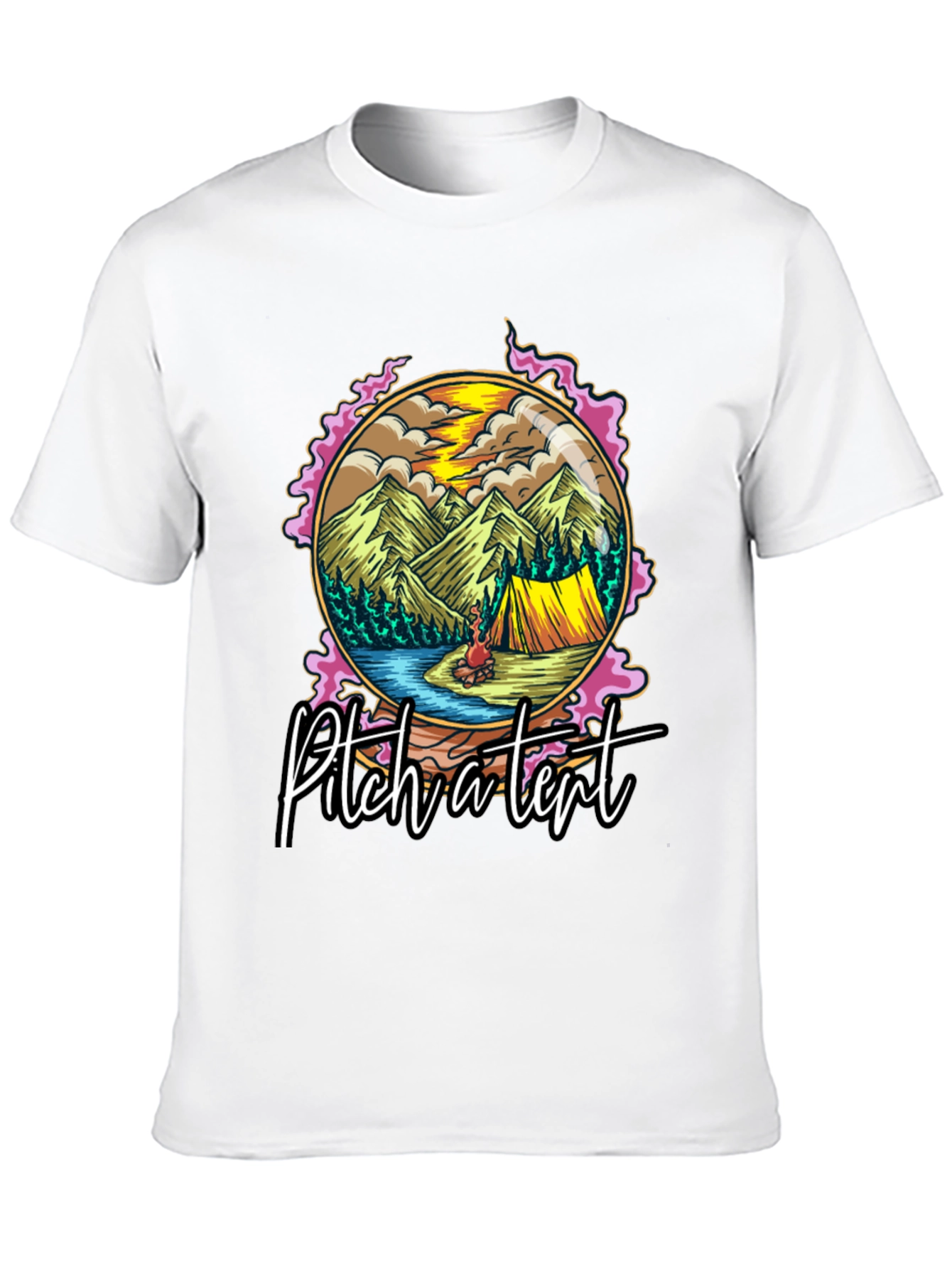 Black Pitch a Tent Graphic Tee - Camping Adventure T-Shirt view 10