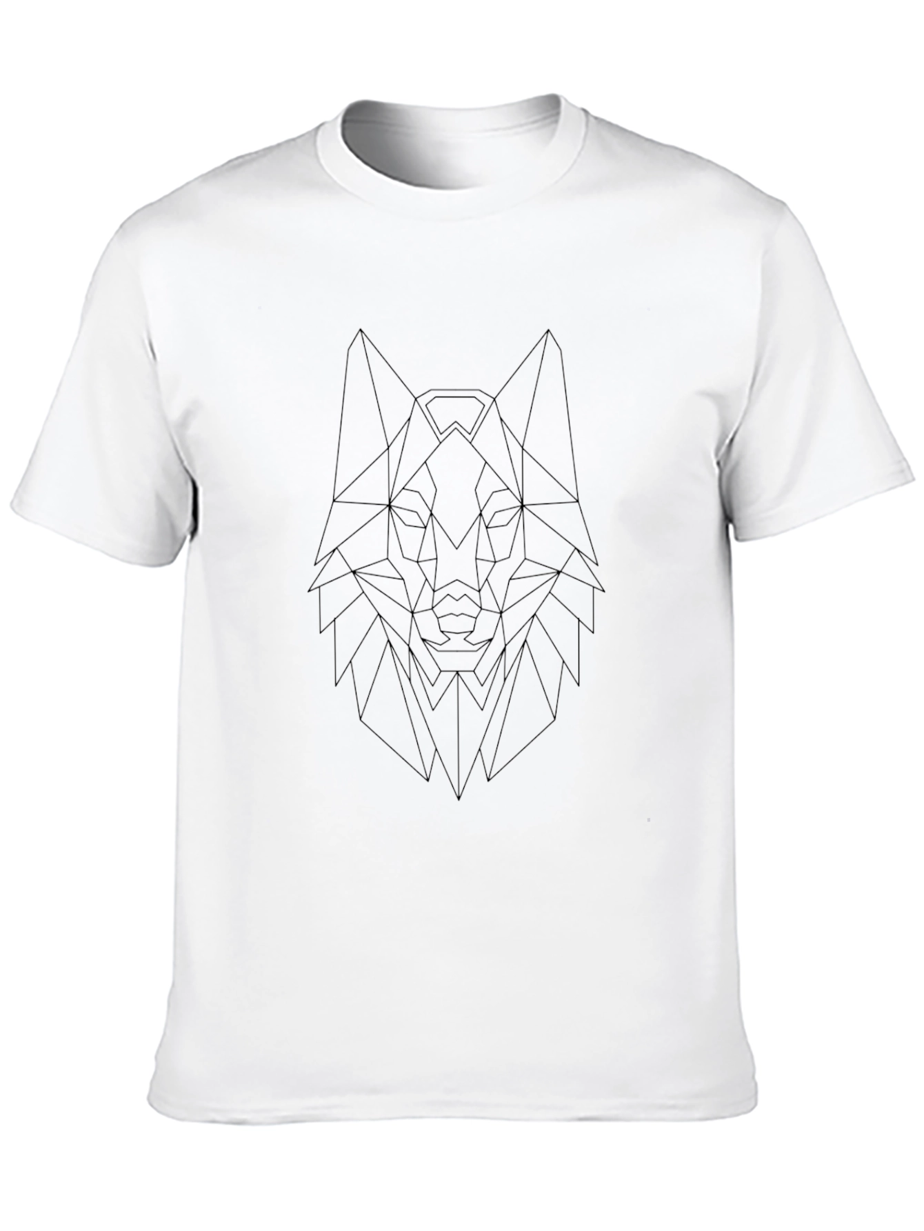 Black Geometric Wolf Head Graphic Tee - Modern Style view 10