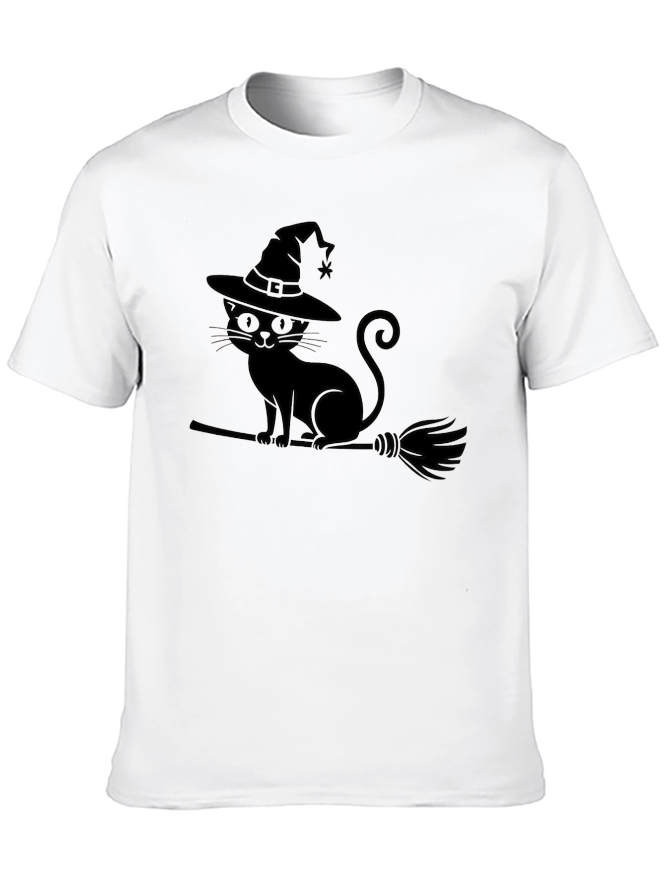 Black Halloween Cat Witch Graphic Tee view 10