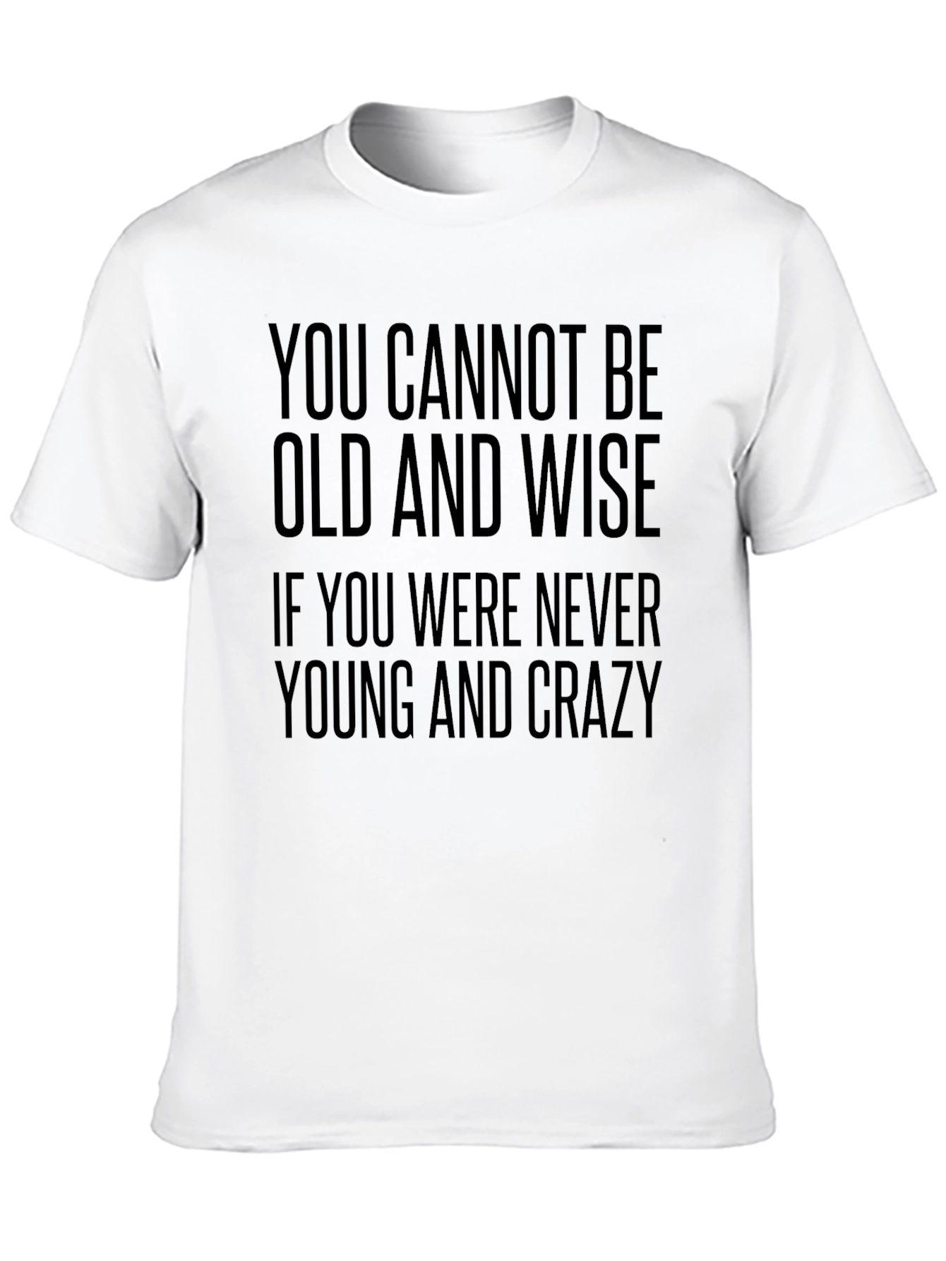 Black Old and Wise T-Shirt - Black Crew Neck Tee view 10