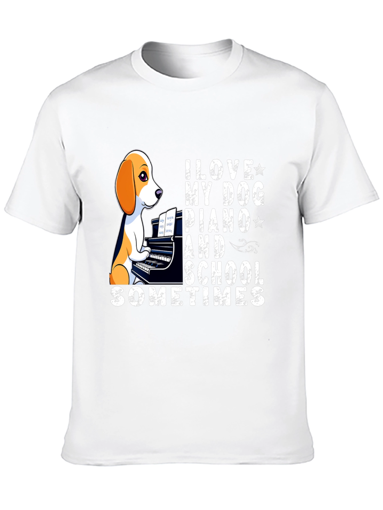 Black Dog Piano Lover T-Shirt - Unique Design view 10