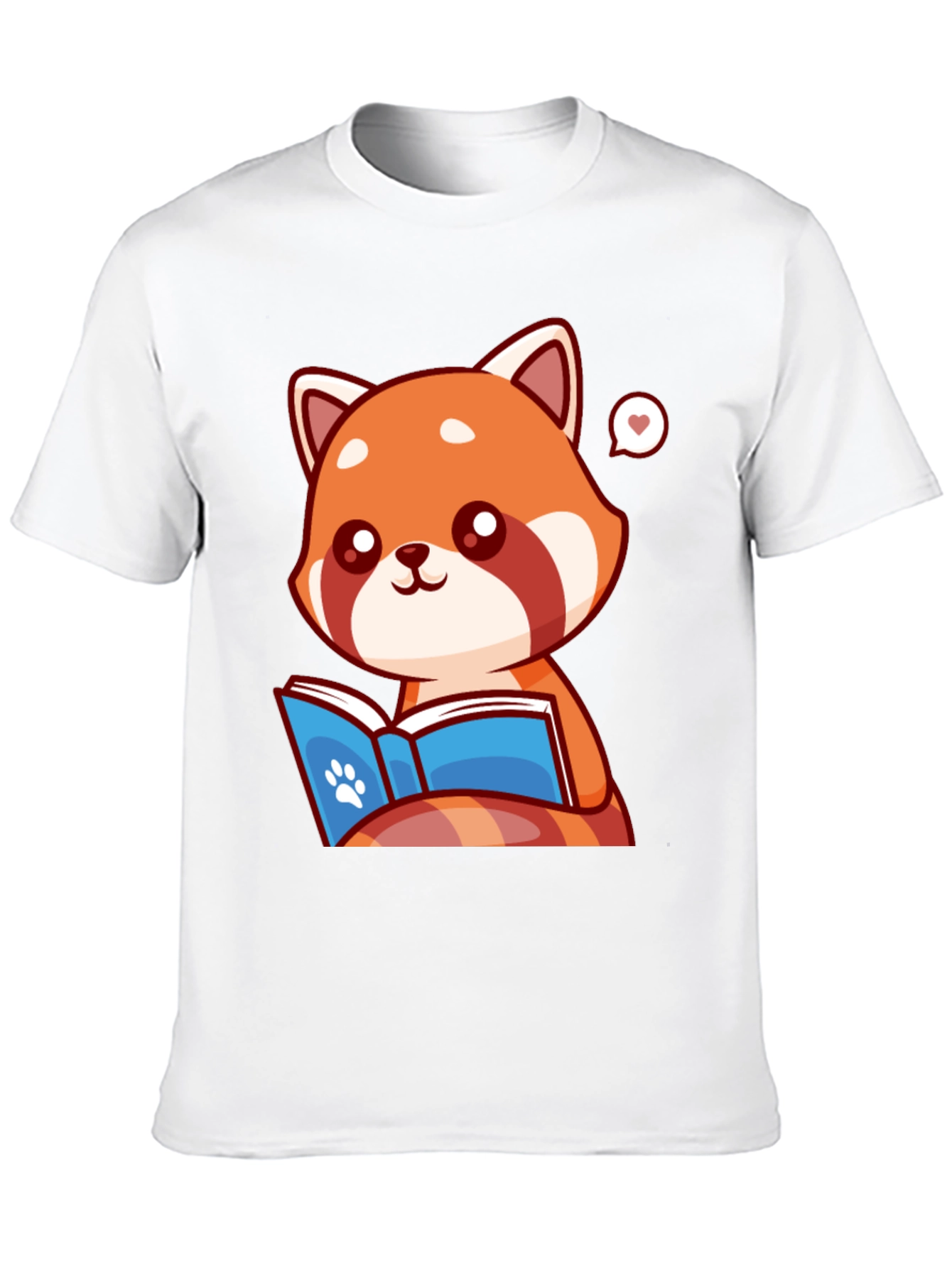 Black Cute Red Panda Reading Book Graphic Tee view 10