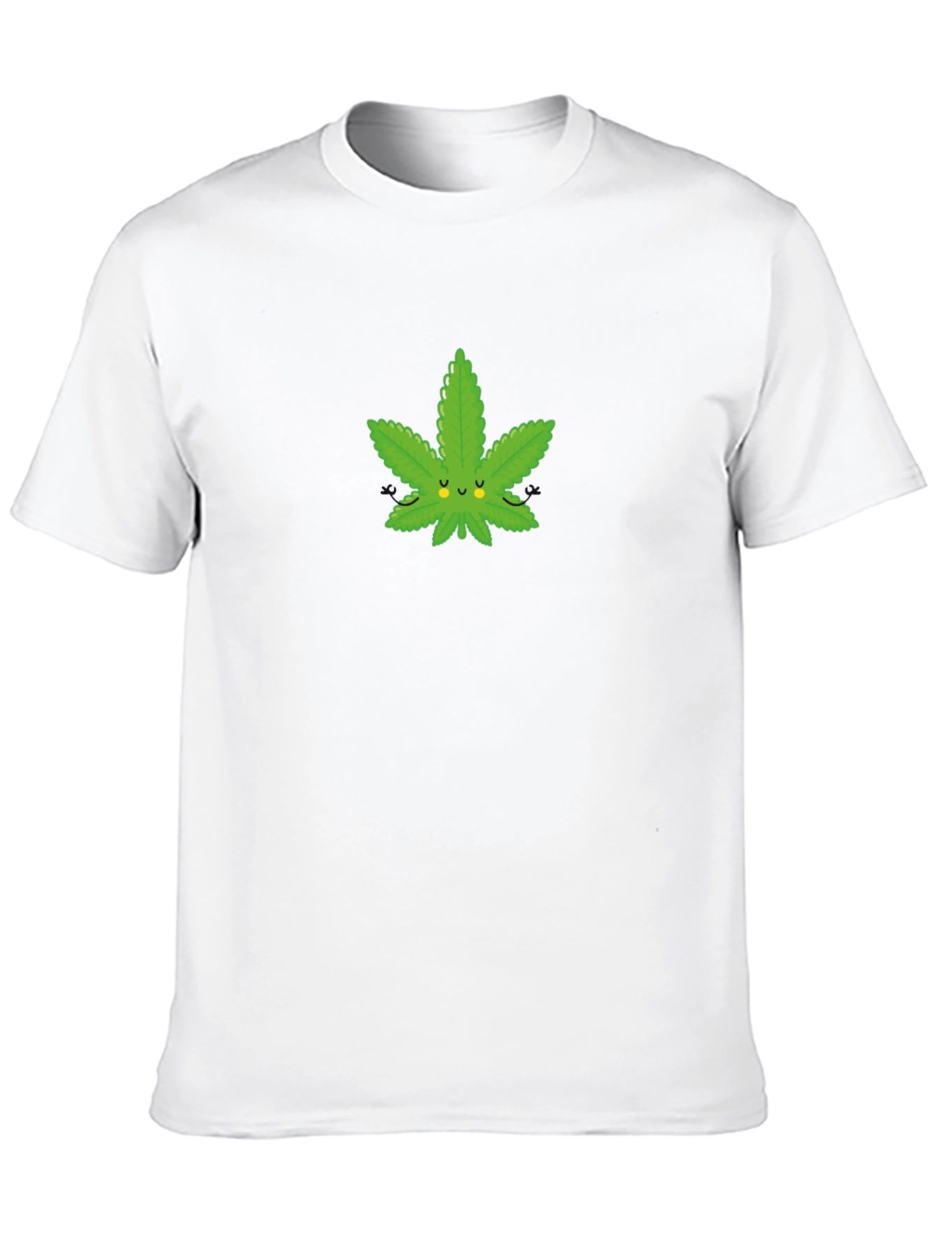 Black Cute Cannabis Leaf Graphic T-Shirt - Black Cotton Blend view 10