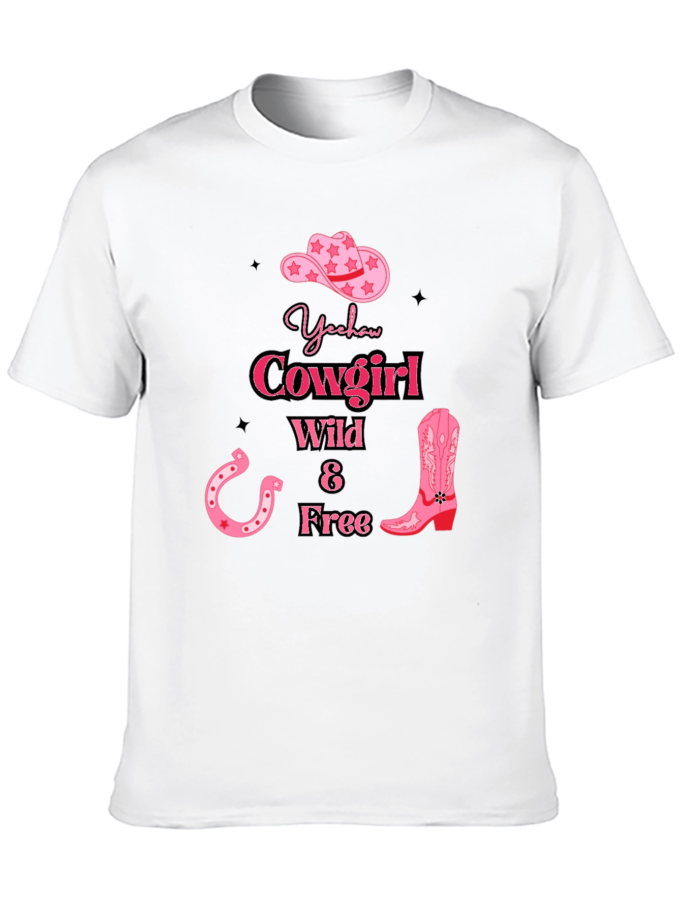Black Yeehaw Cowgirl Graphic Tee - Wild & Free Design view 10