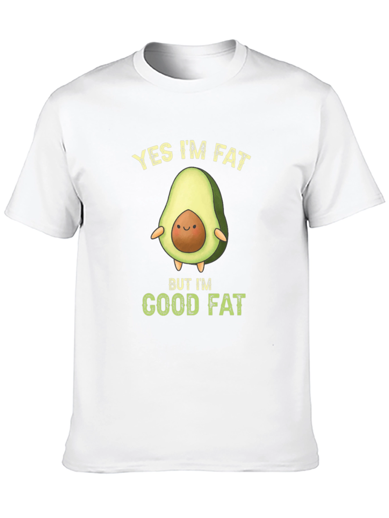 Black Funny Avocado T-Shirt - Yes I'm Fat Good Fat view 10
