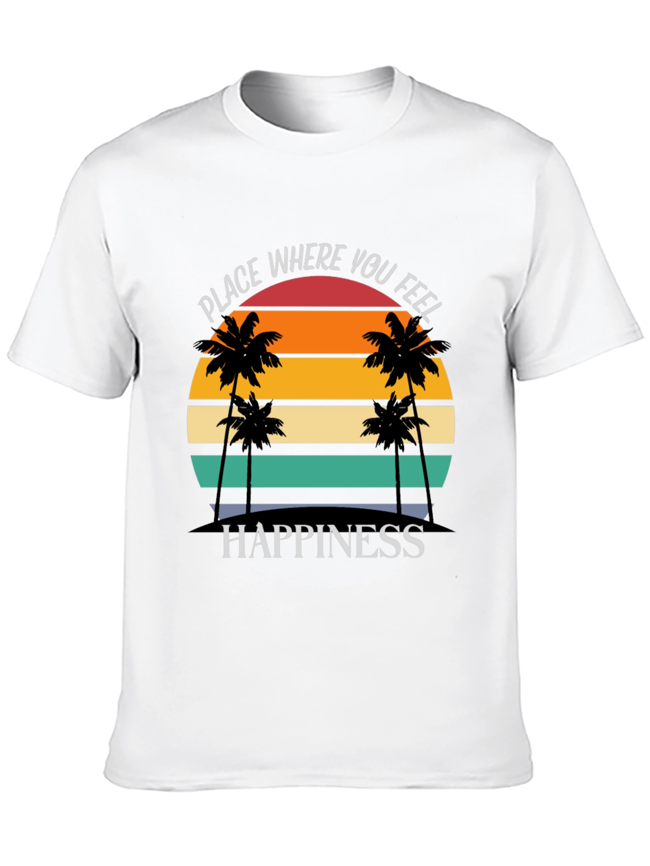 Black Tropical Sunset Happiness Graphic Tee view 10