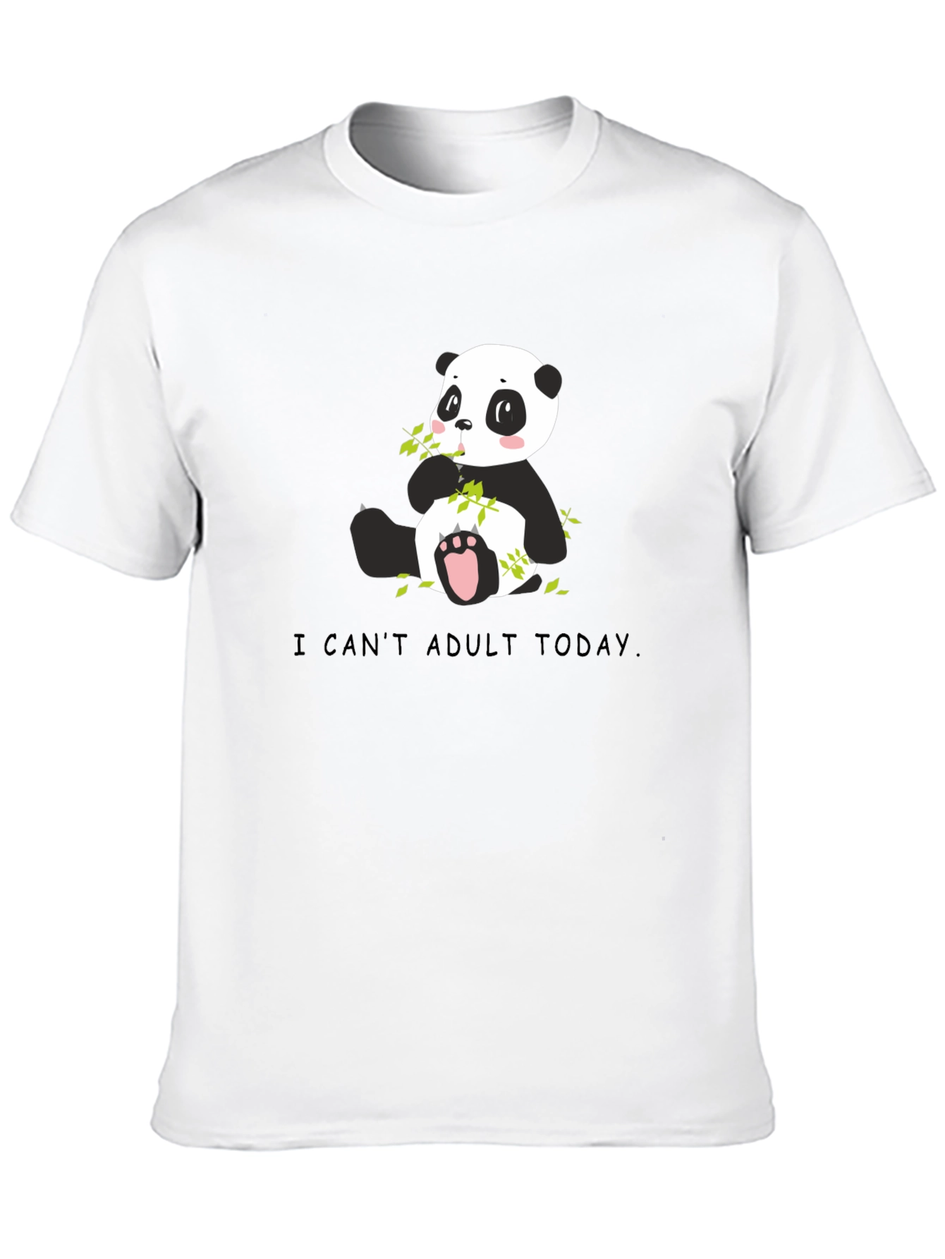 Black Cute Panda T-Shirt - I Can't Adult Today Graphic Tee view 10