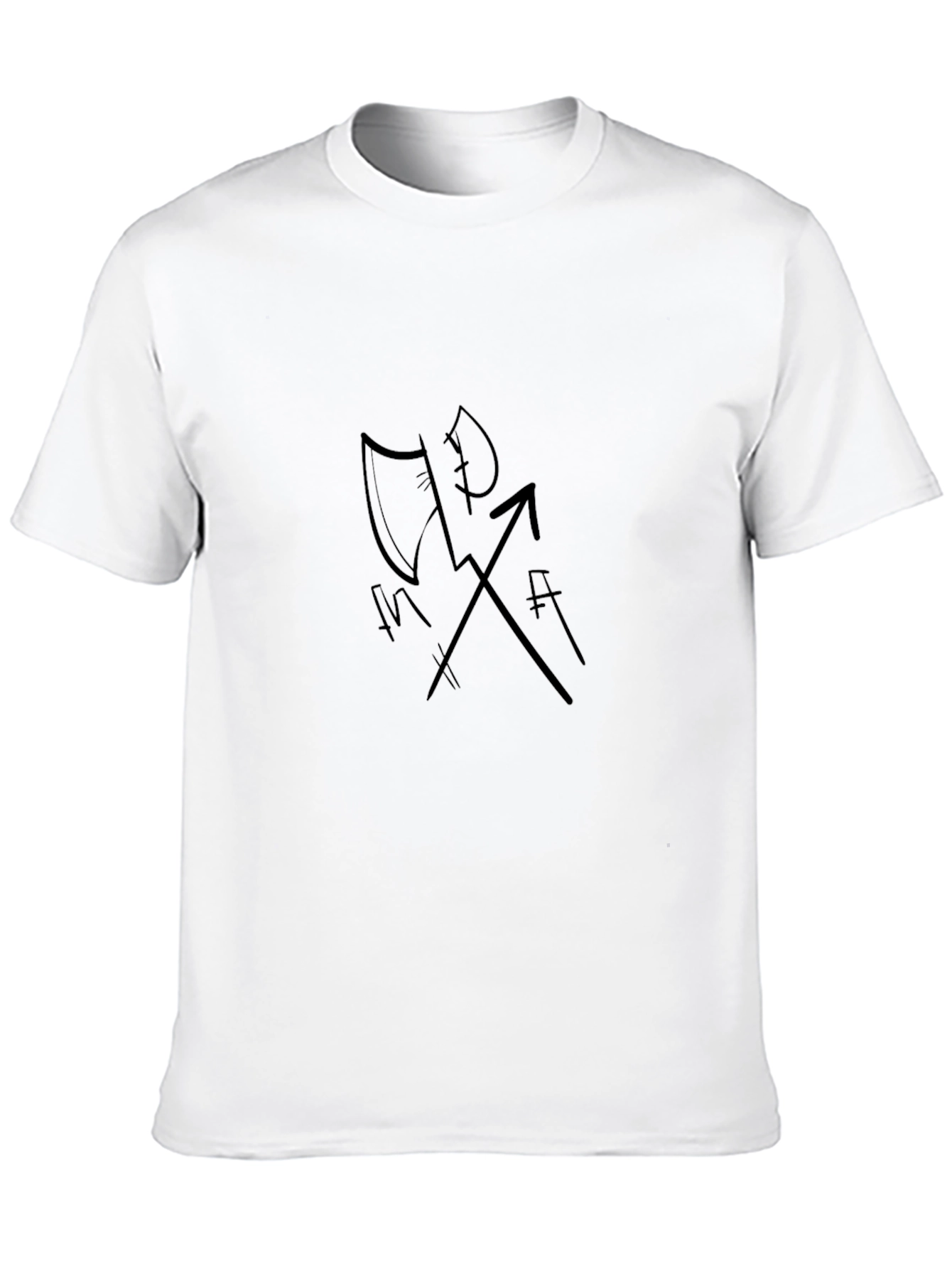 Black Men's Black Graphic Tee - Axe Arrow Design view 10