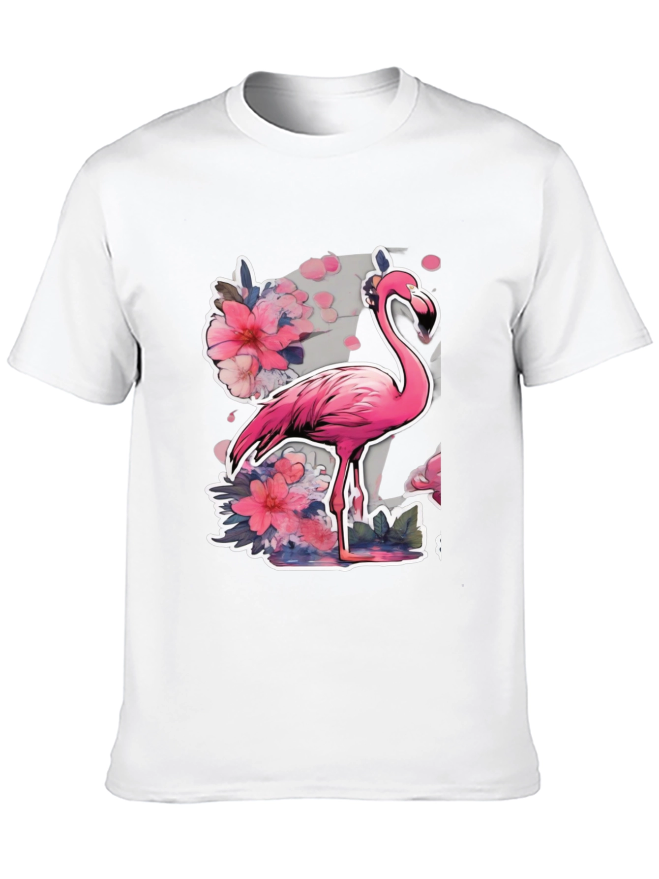Black Stylish Flamingo Floral Graphic Tee - Black view 10