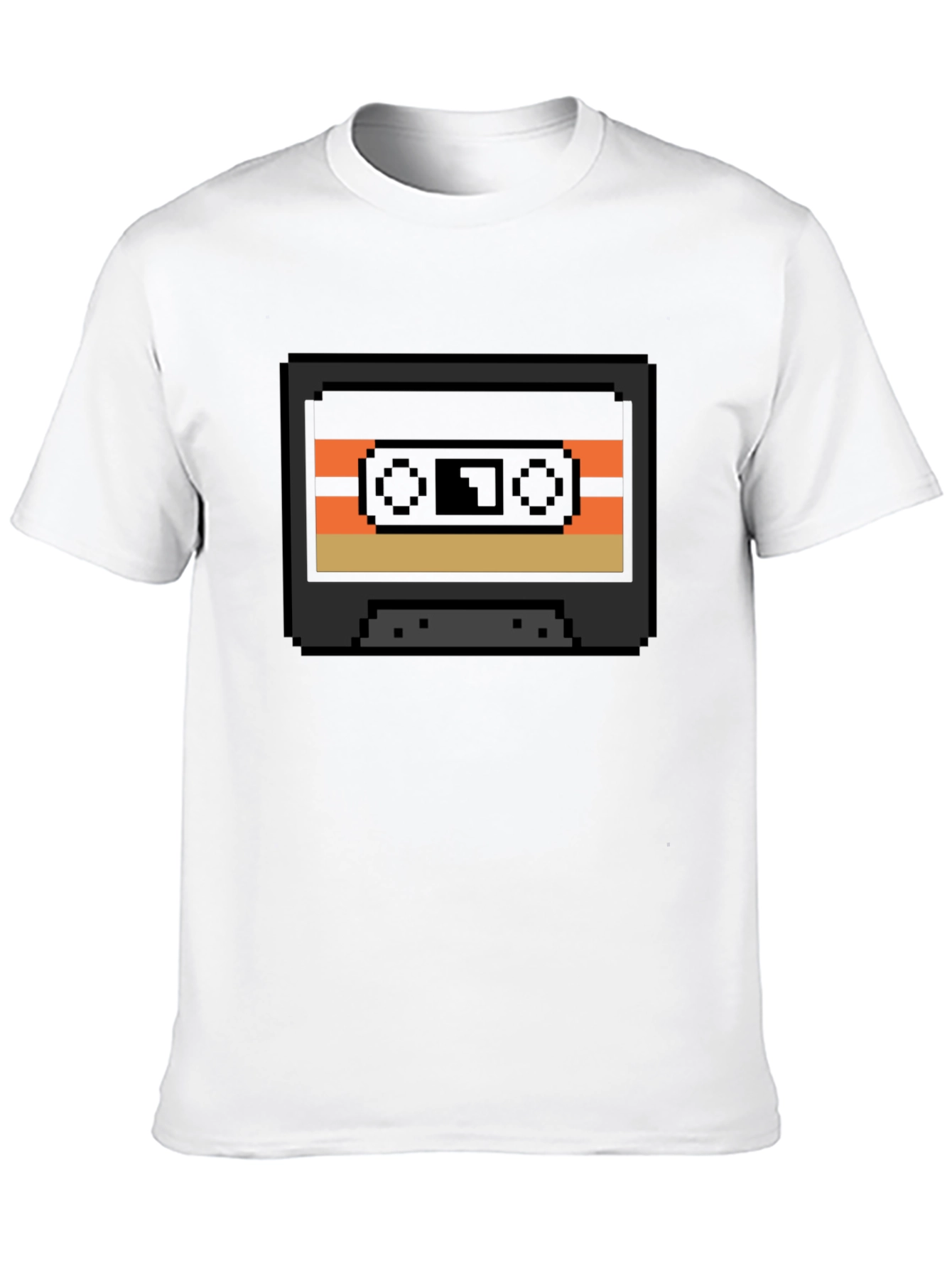 Black Retro Cassette Tape Pixel Art T-Shirt - Black view 10