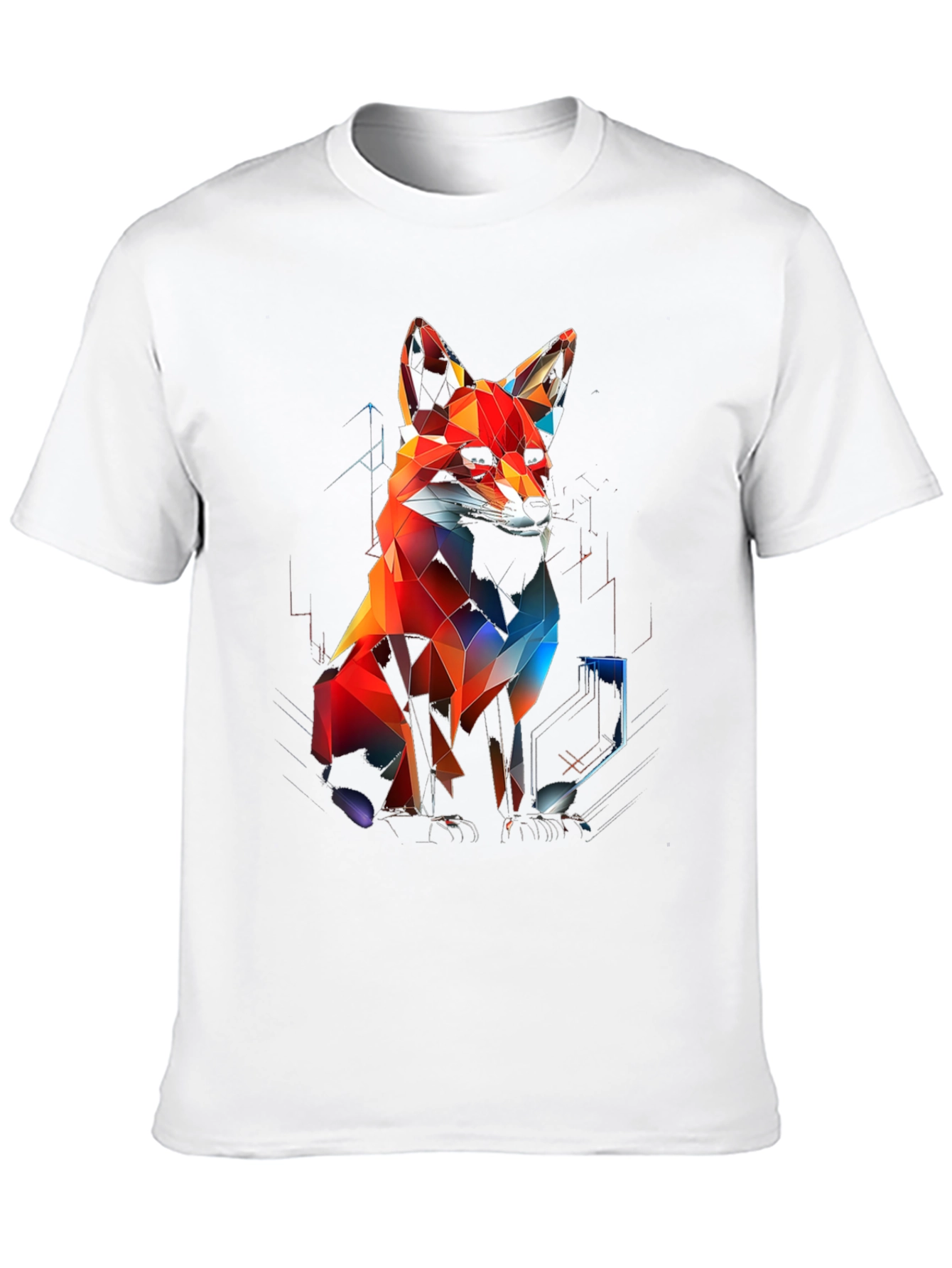 Black Geometric Fox Graphic Black T-Shirt view 10