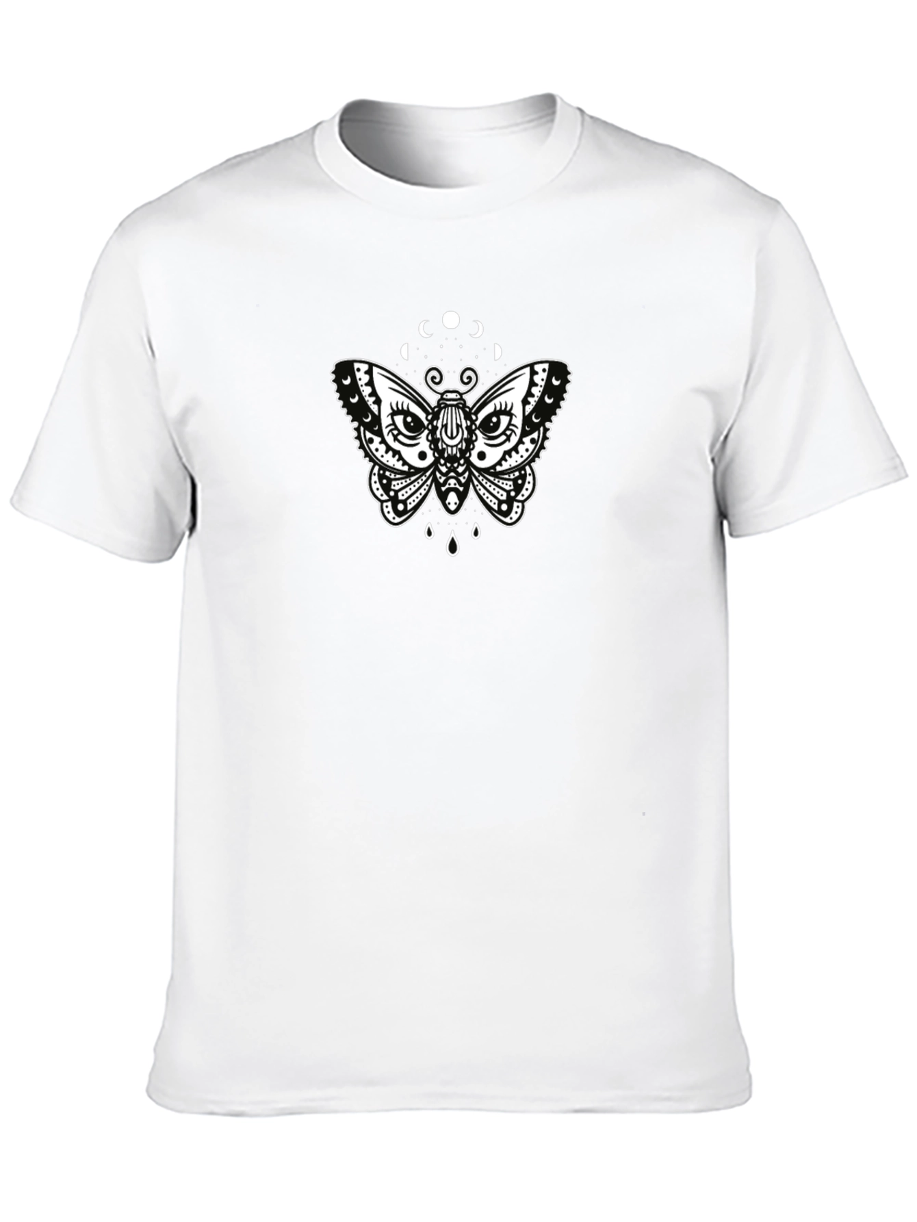 Black Moon Moth Graphic Tee - Black Cotton T-Shirt view 10