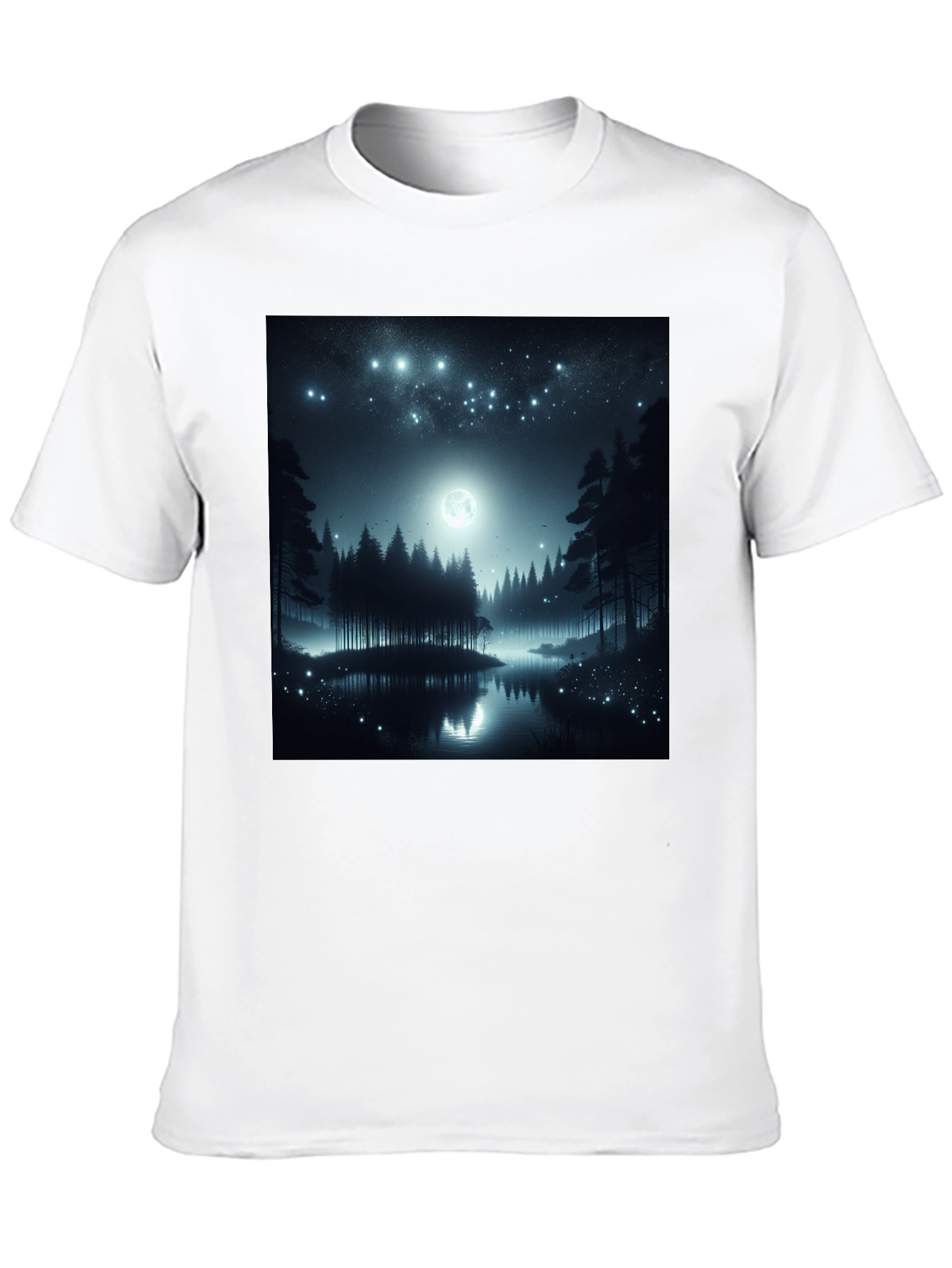 Black Mystic Night Forest T-Shirt view 10
