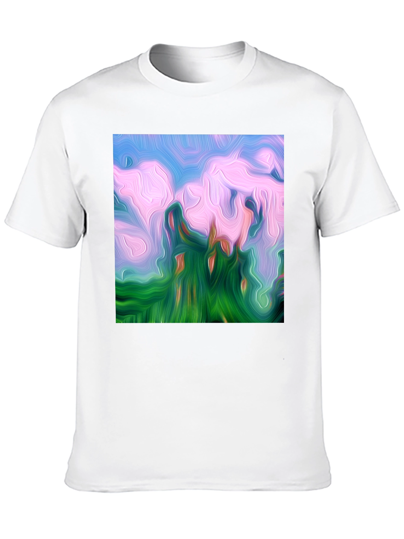 Black Abstract Landscape Graphic Tee - Artistic Black T-Shirt view 10