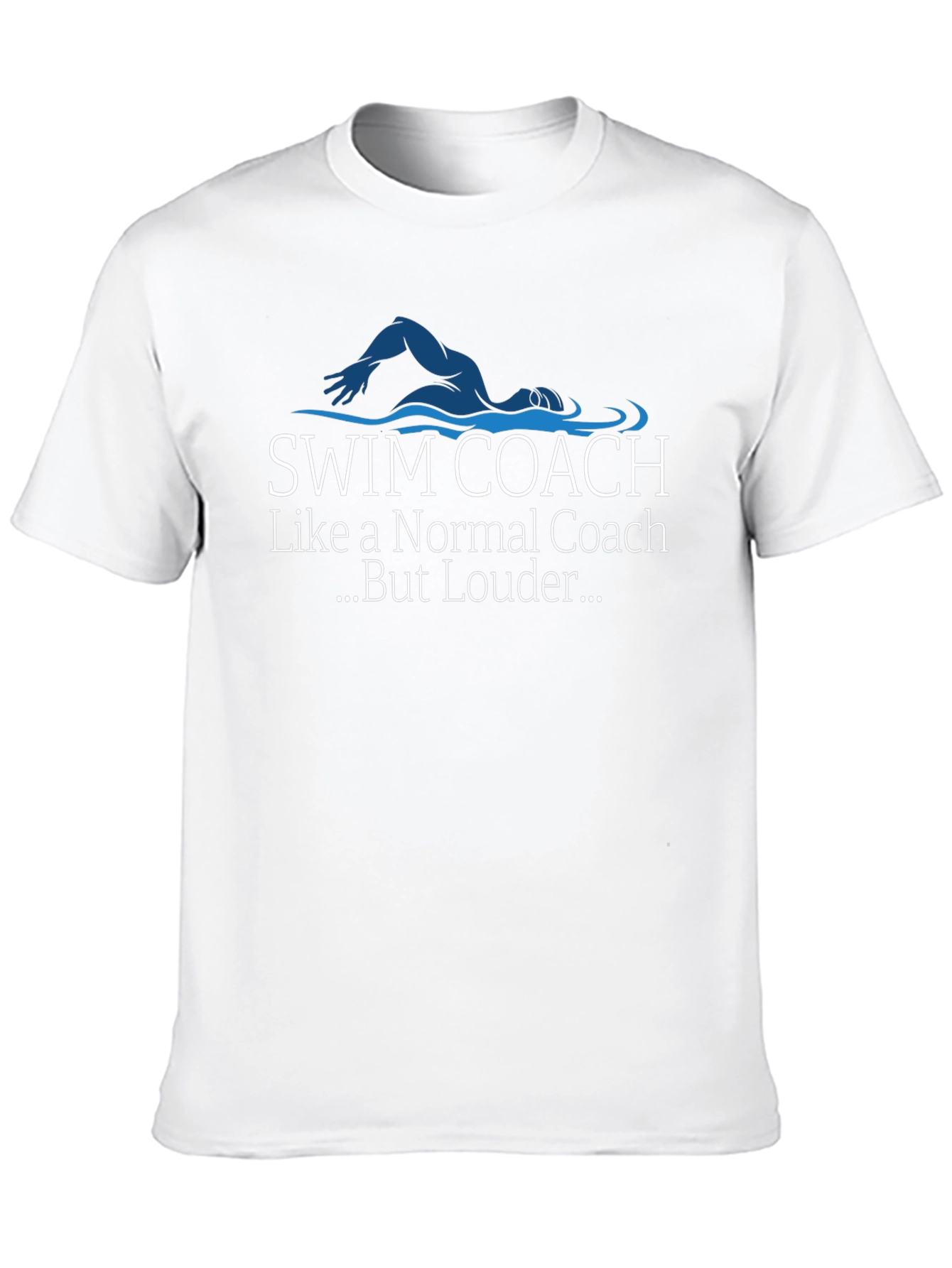 Black Swim Coach T-Shirt - Like a Normal Coach But Louder view 10