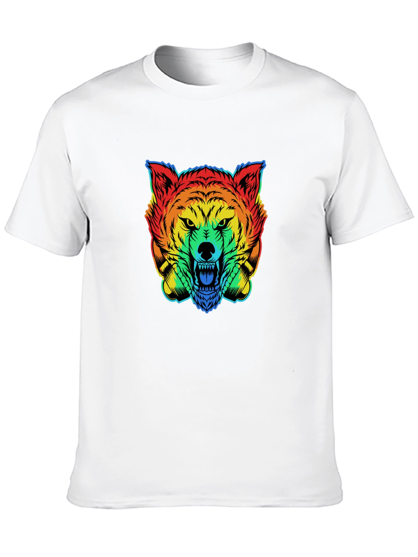 Black Rainbow Wolf Graphic T-Shirt - Men's Black Tee view 10