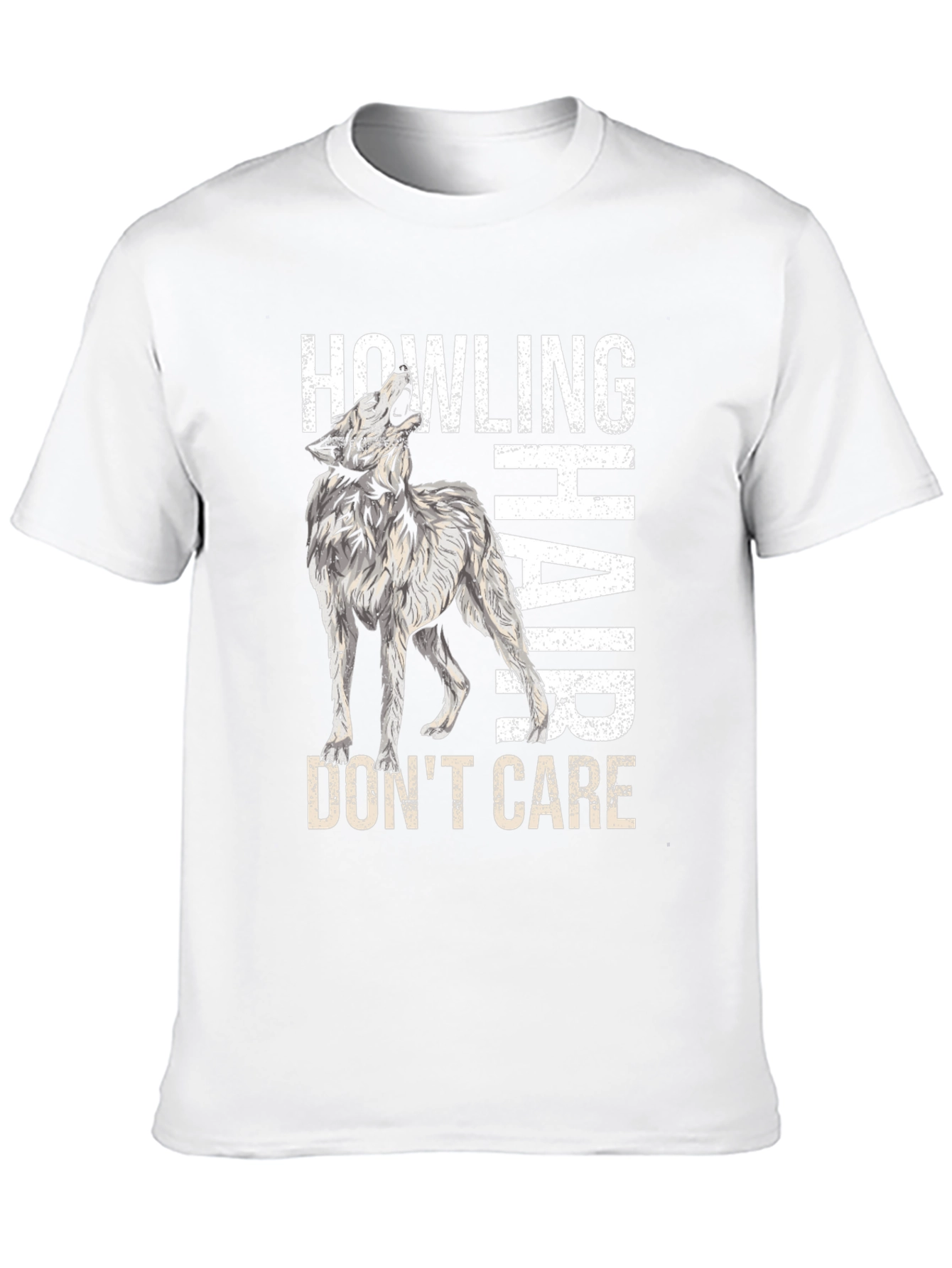 Black Howling Wolf Hair, Don't Care T-Shirt view 10