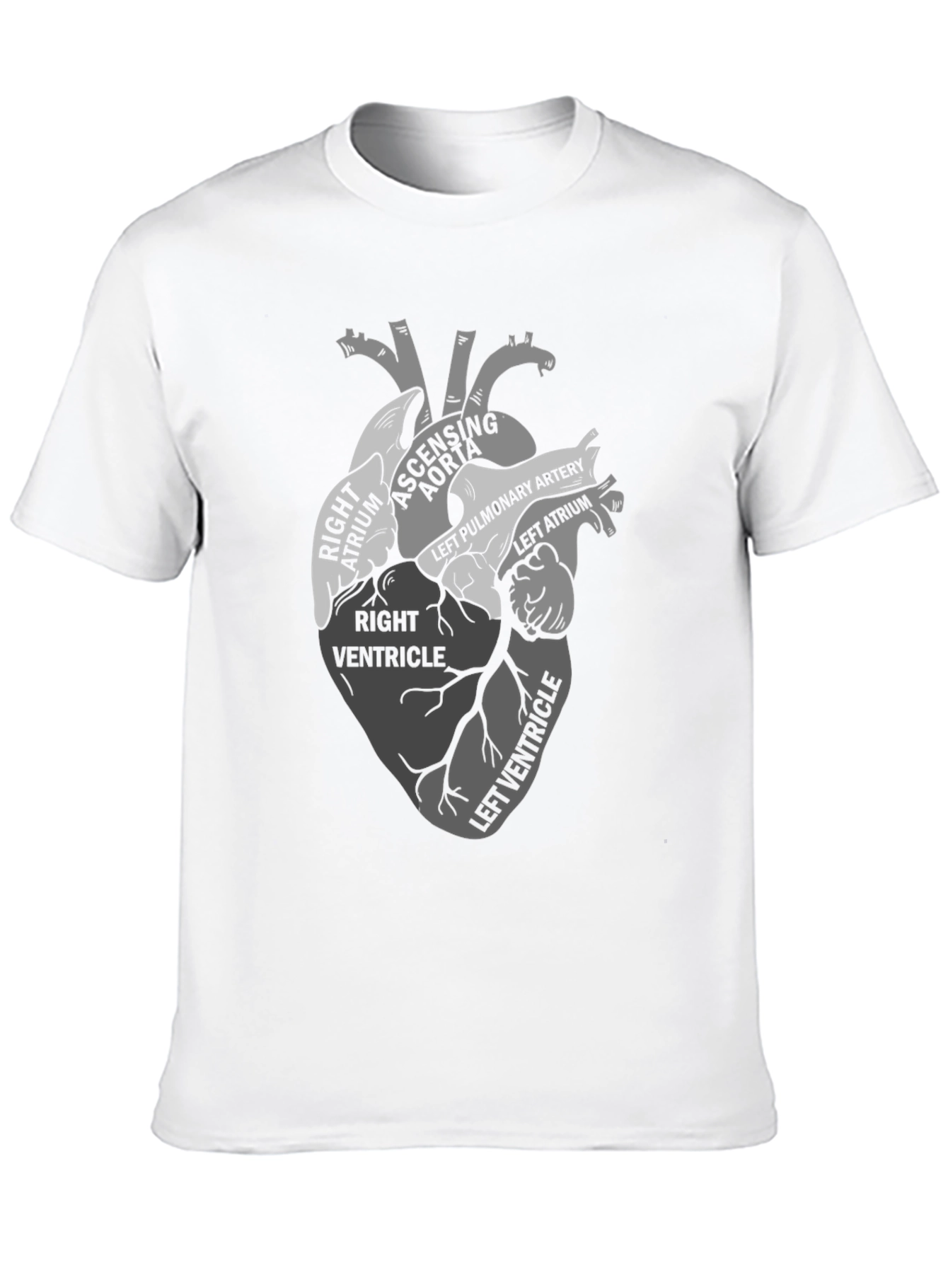 Black Anatomical Heart Diagram T-Shirt view 10