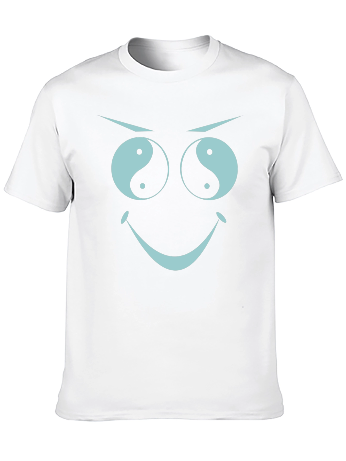 Black Yin Yang Eyes Graphic Tee - Funny Face Black T-Shirt view 10