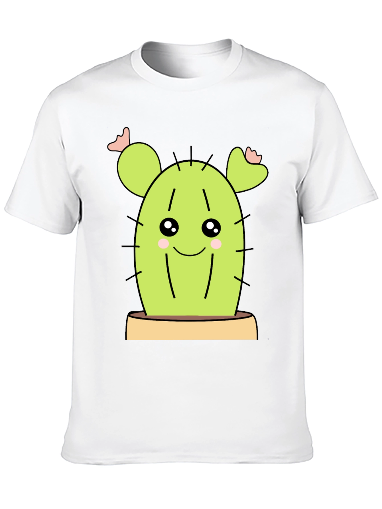 Black Cute Cactus Graphic Tee - Black Cotton Shirt view 10