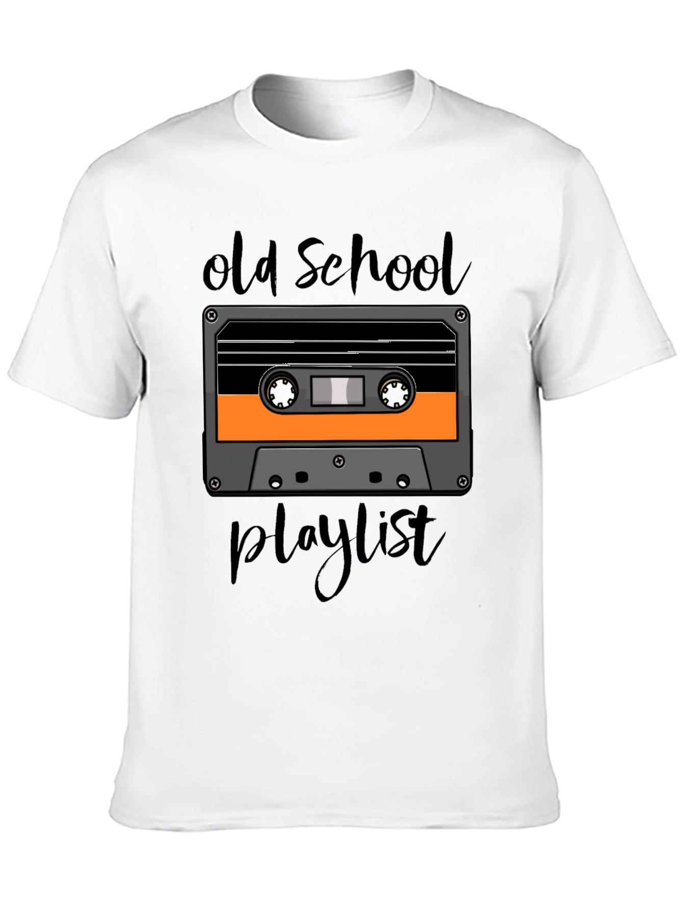 Black Old School Playlist Tee - Retro Cassette Graphic T-Shirt view 10
