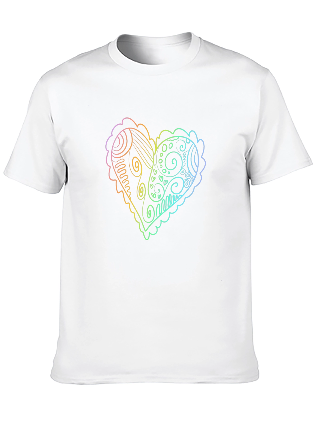 Black Rainbow Heart Doodle Graphic Tee - Black view 10