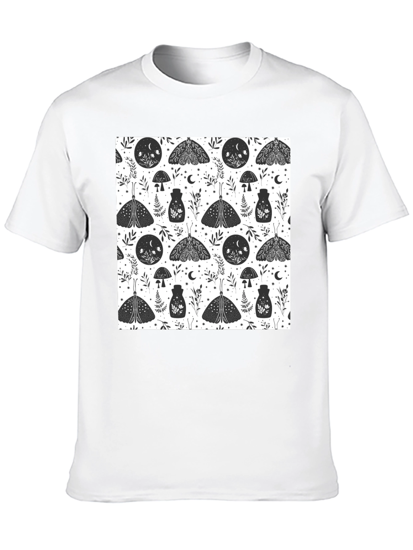 Black Moth Print Tee - Black Cotton T-Shirt view 10