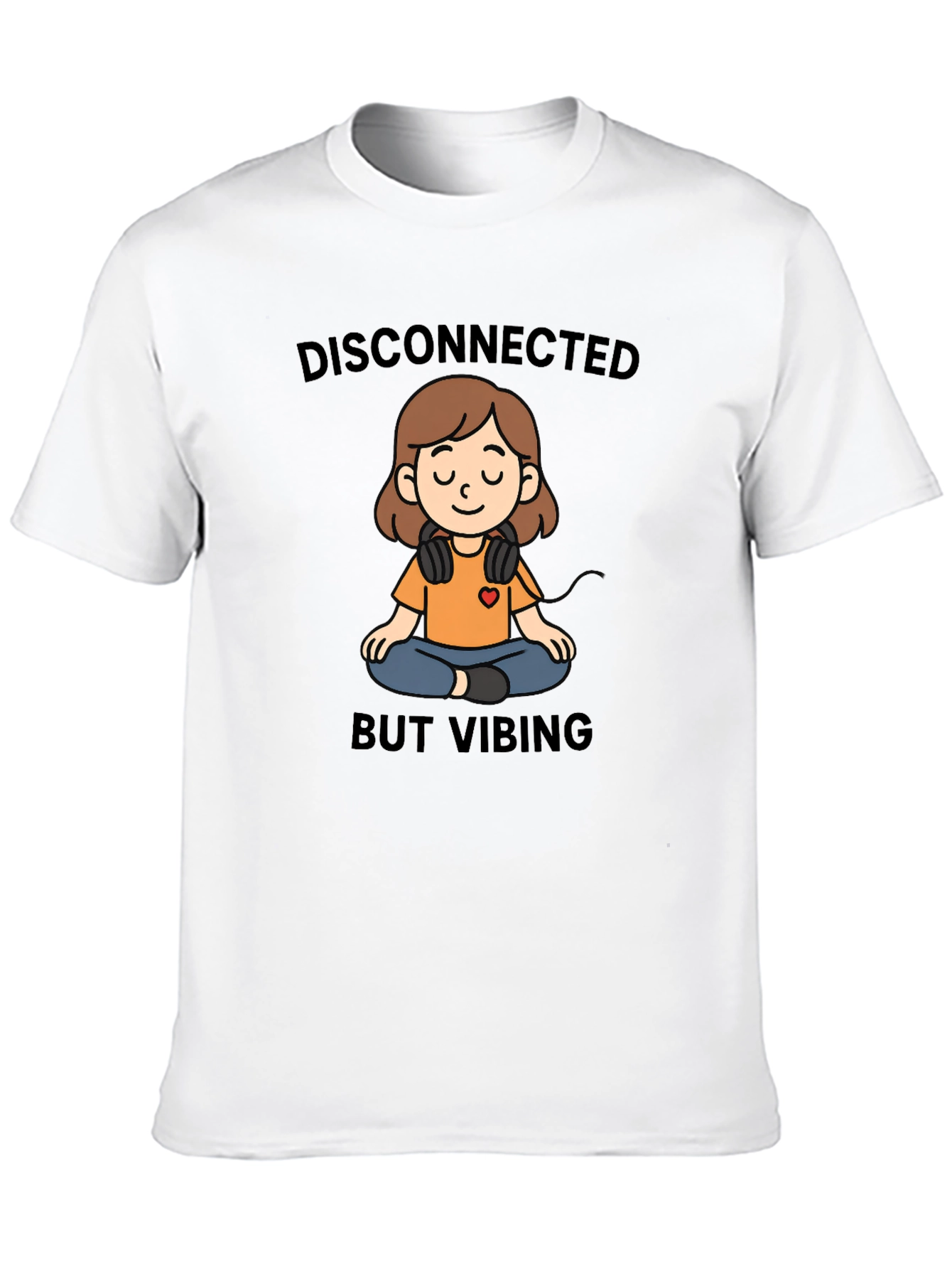 Black Disconnected But Vibing Graphic Tee view 10