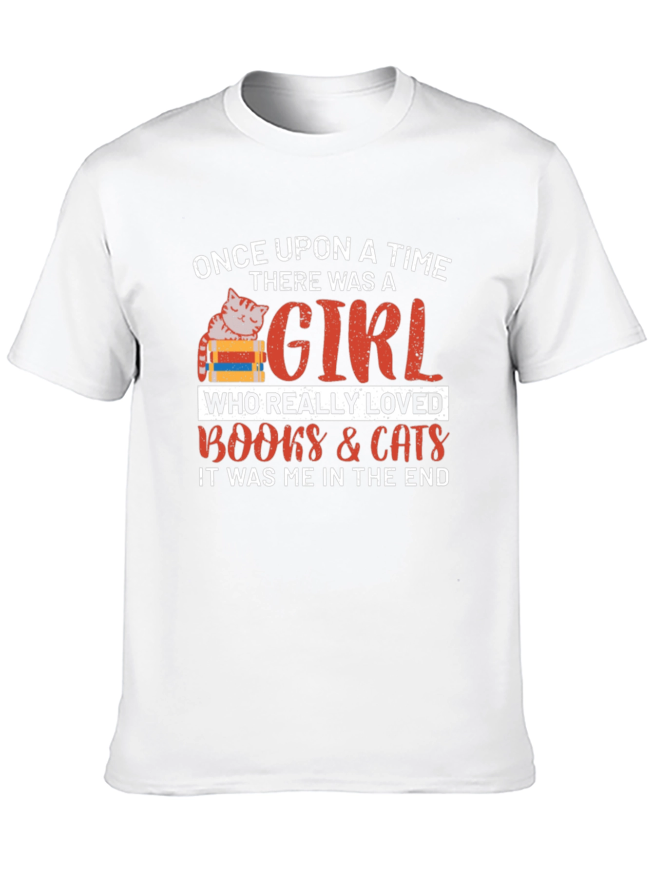 Black Once Upon a Time Cat & Books Lover T-Shirt view 10