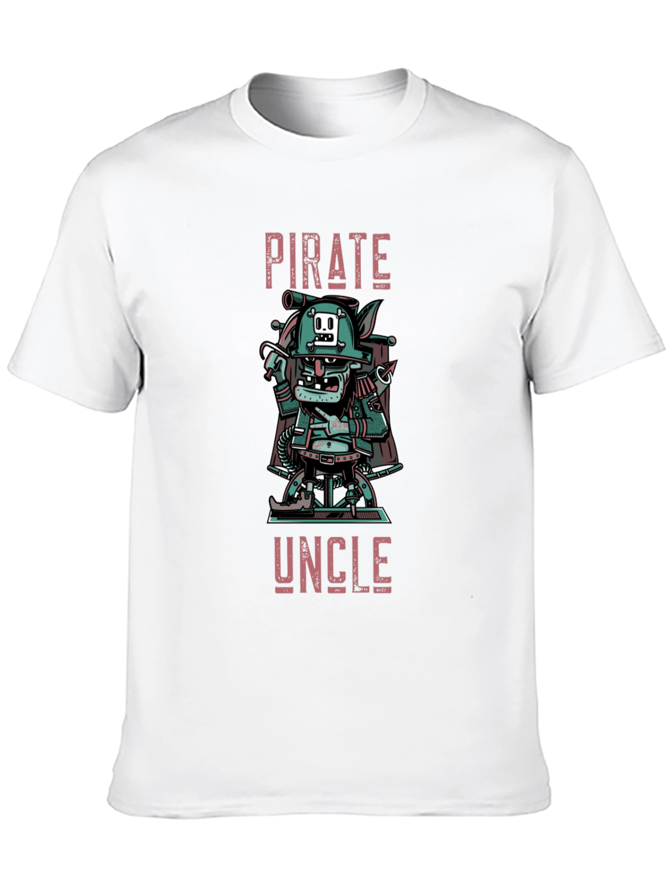 Black Pirate Uncle Graphic T-Shirt - Men's Black Crew Neck Tee view 10