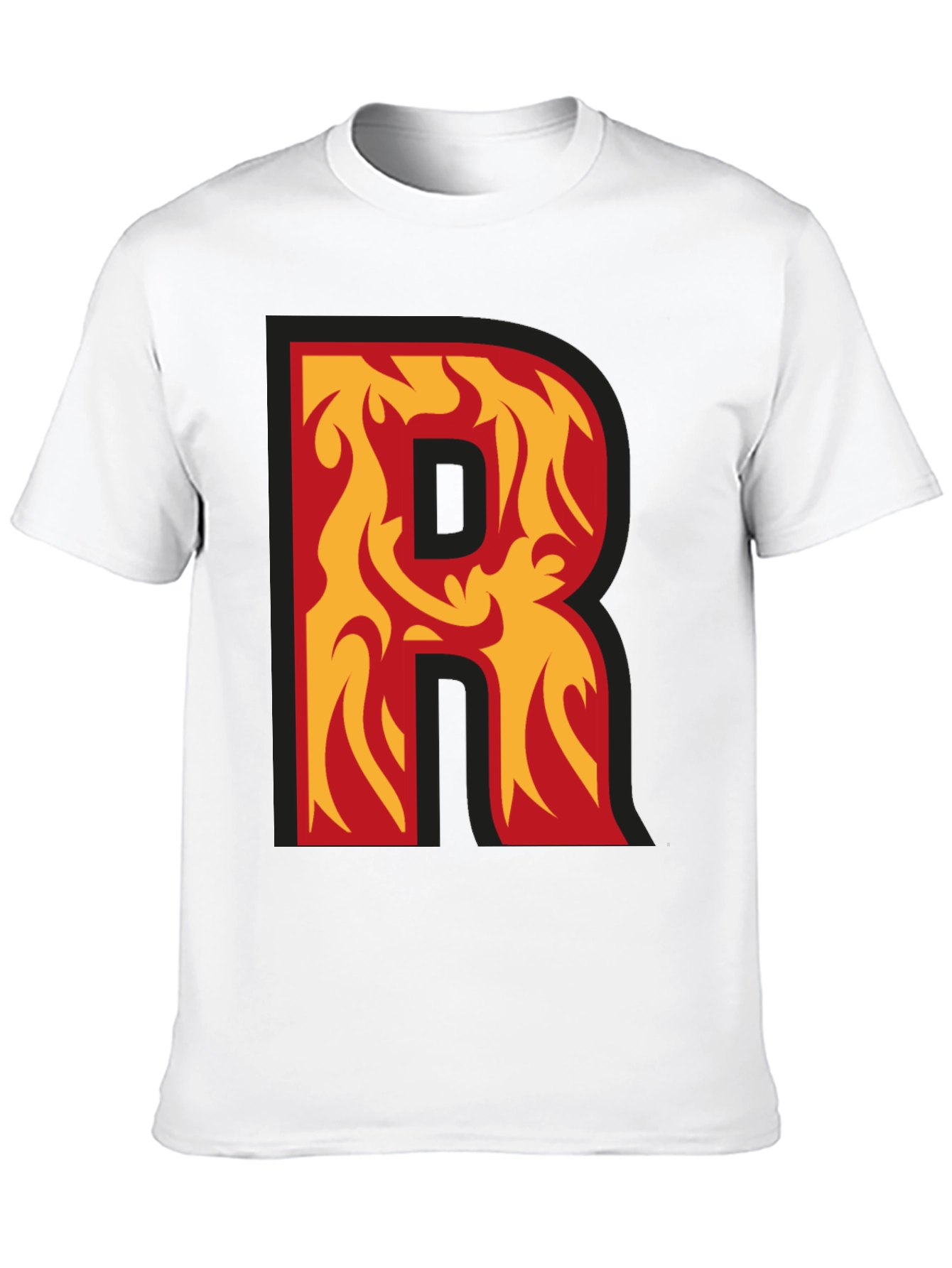 Black Flaming Letter R Graphic Tee - Cool Design! view 10