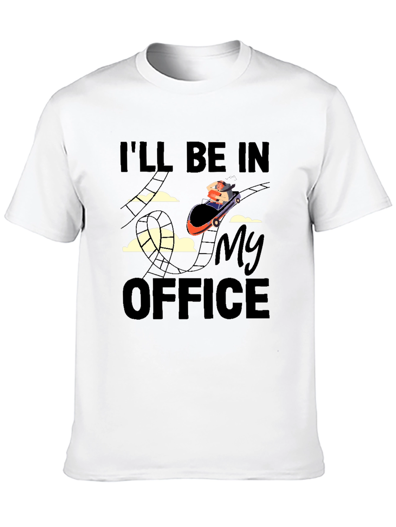 Black Roller Coaster Office T-Shirt - Thrill Ride Work Tee view 10