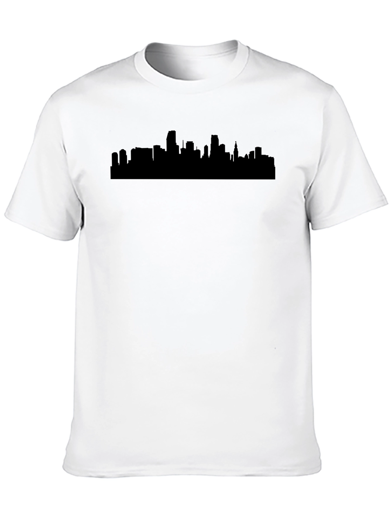 Black City Skyline Graphic Tee - Modern Black T-Shirt view 10