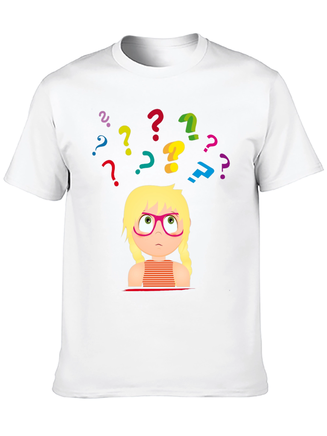 Black Puzzled Girl Graphic Tee - Black Cotton T-Shirt view 10