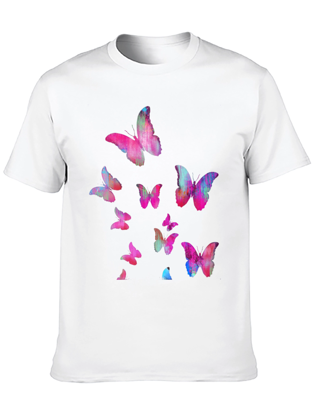 Black Butterfly Print Men's Black T-Shirt view 10