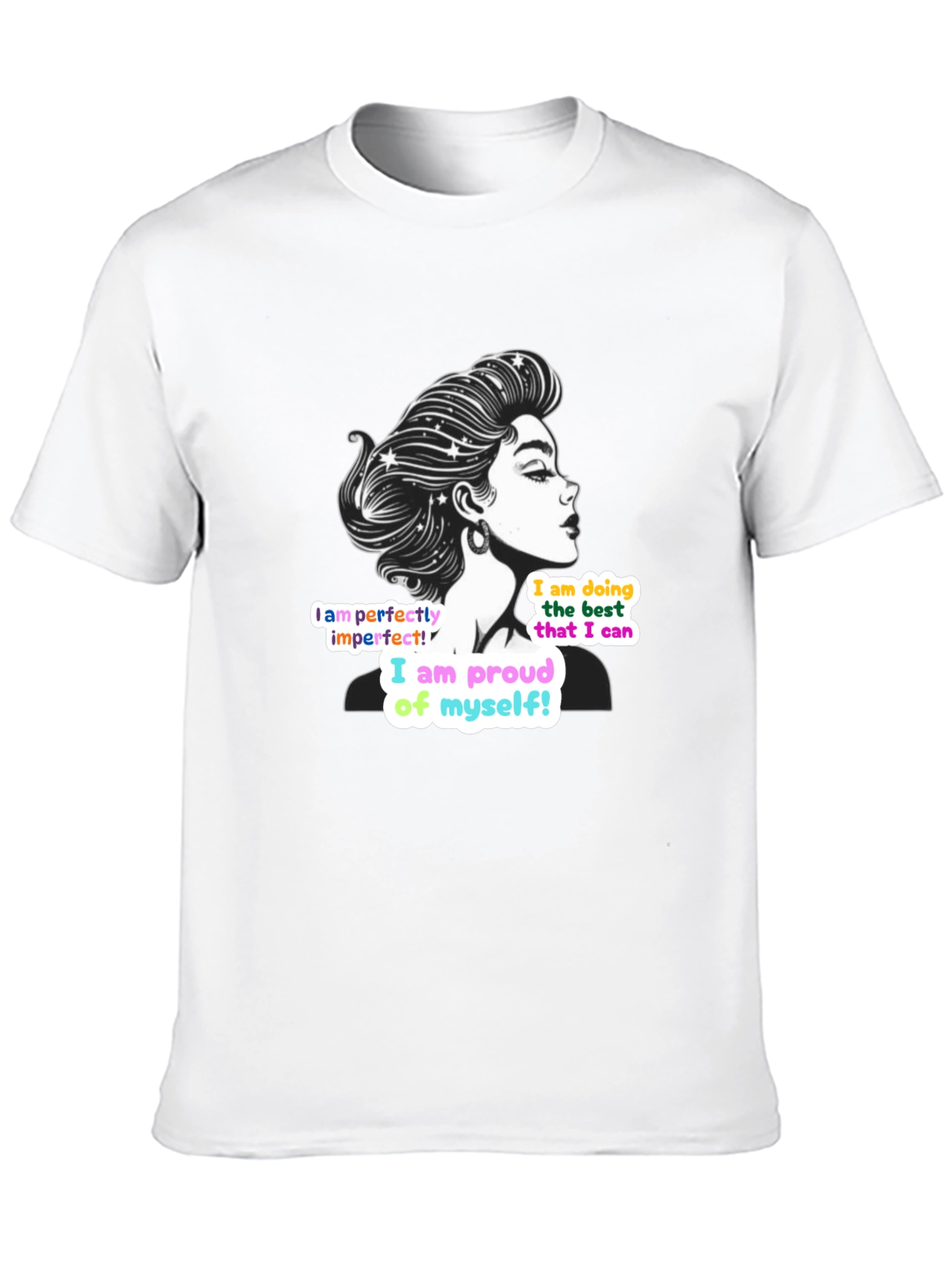 Black Empowering Woman T-Shirt: Perfectly Imperfect Design view 10