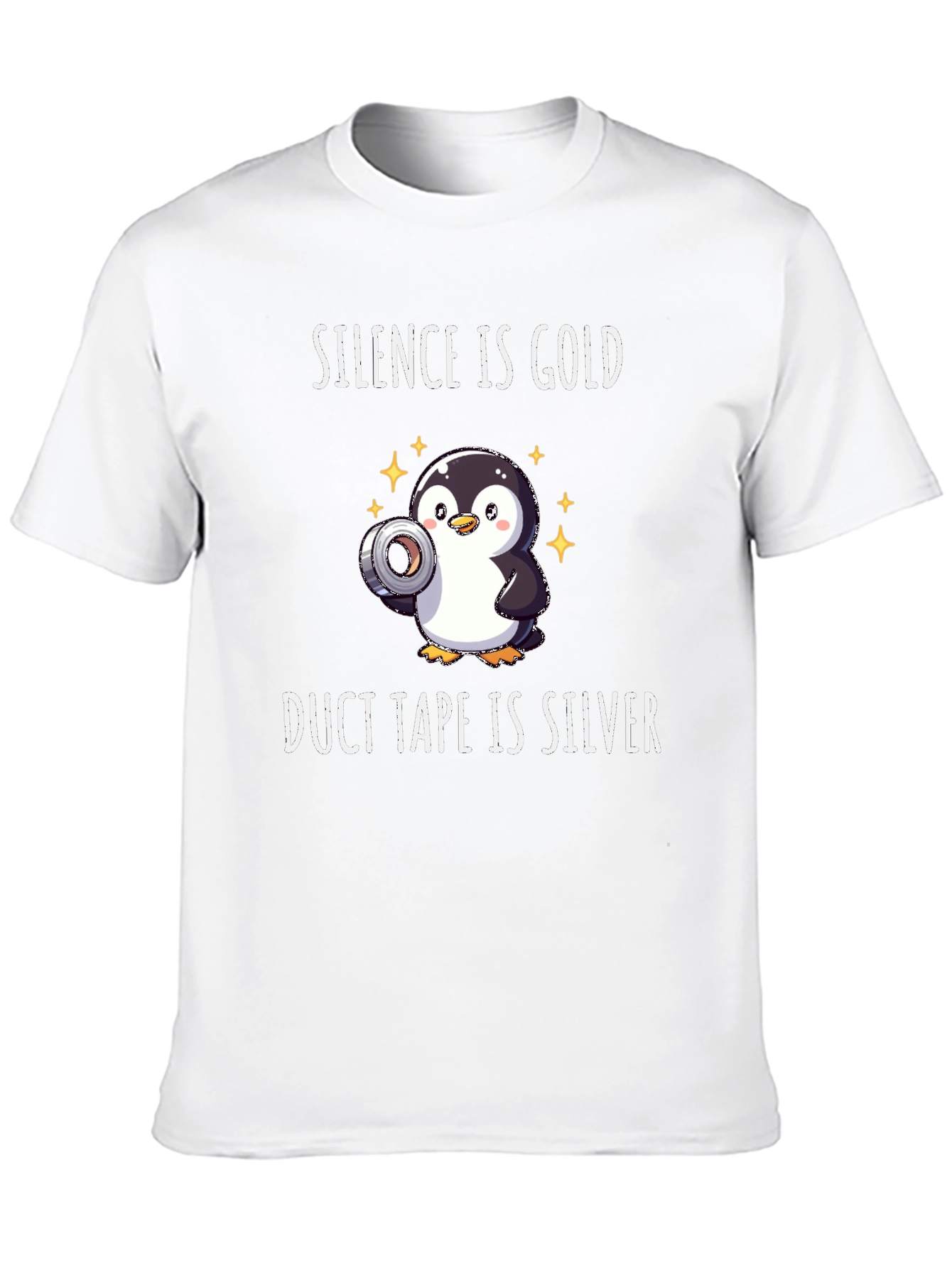 Black Silence is Gold Duct Tape is Silver Penguin T-Shirt view 10