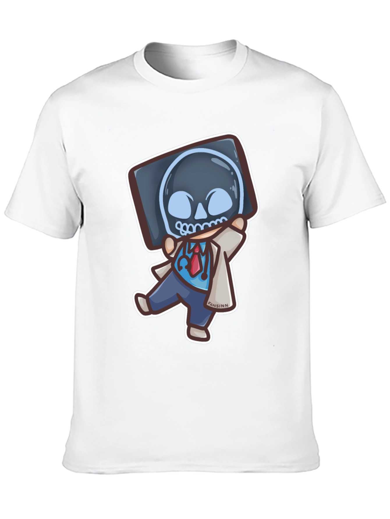 Black Funny Doctor X-Ray Skull T-Shirt view 10