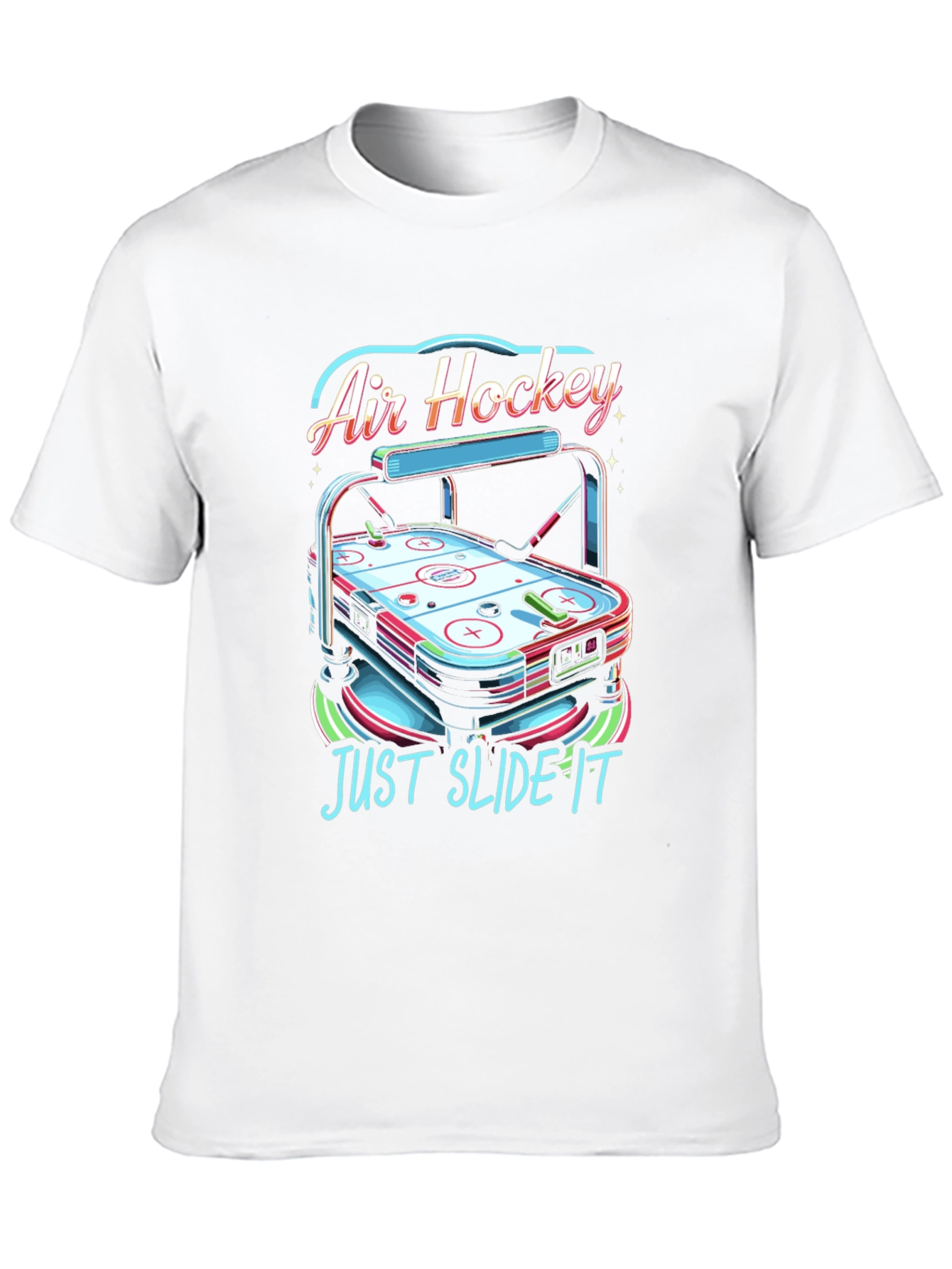 Black Air Hockey T-Shirt - "Just Slide It" Graphic Tee view 10