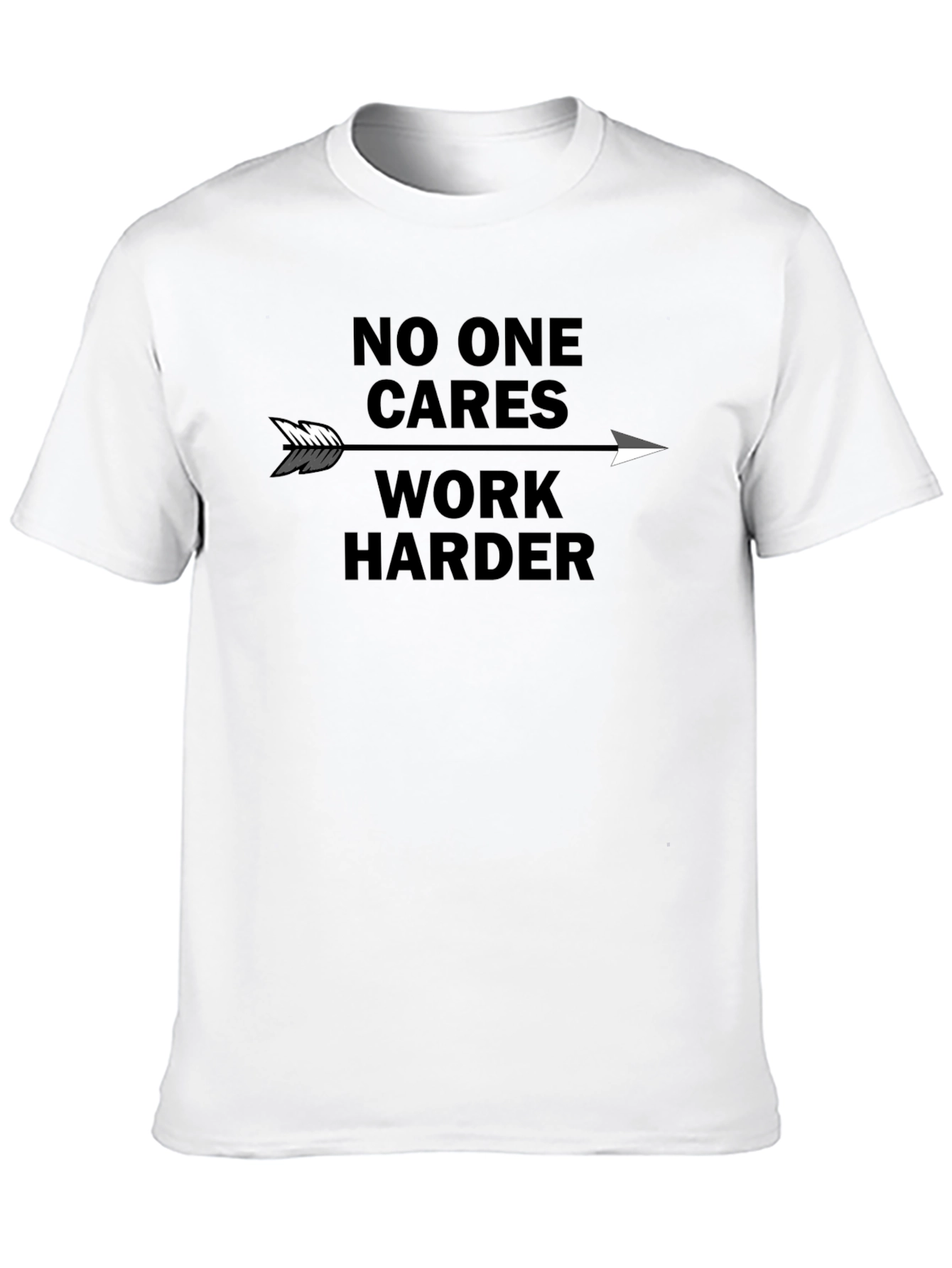 Black Motivational "No One Cares Work Harder" Graphic Tee view 10
