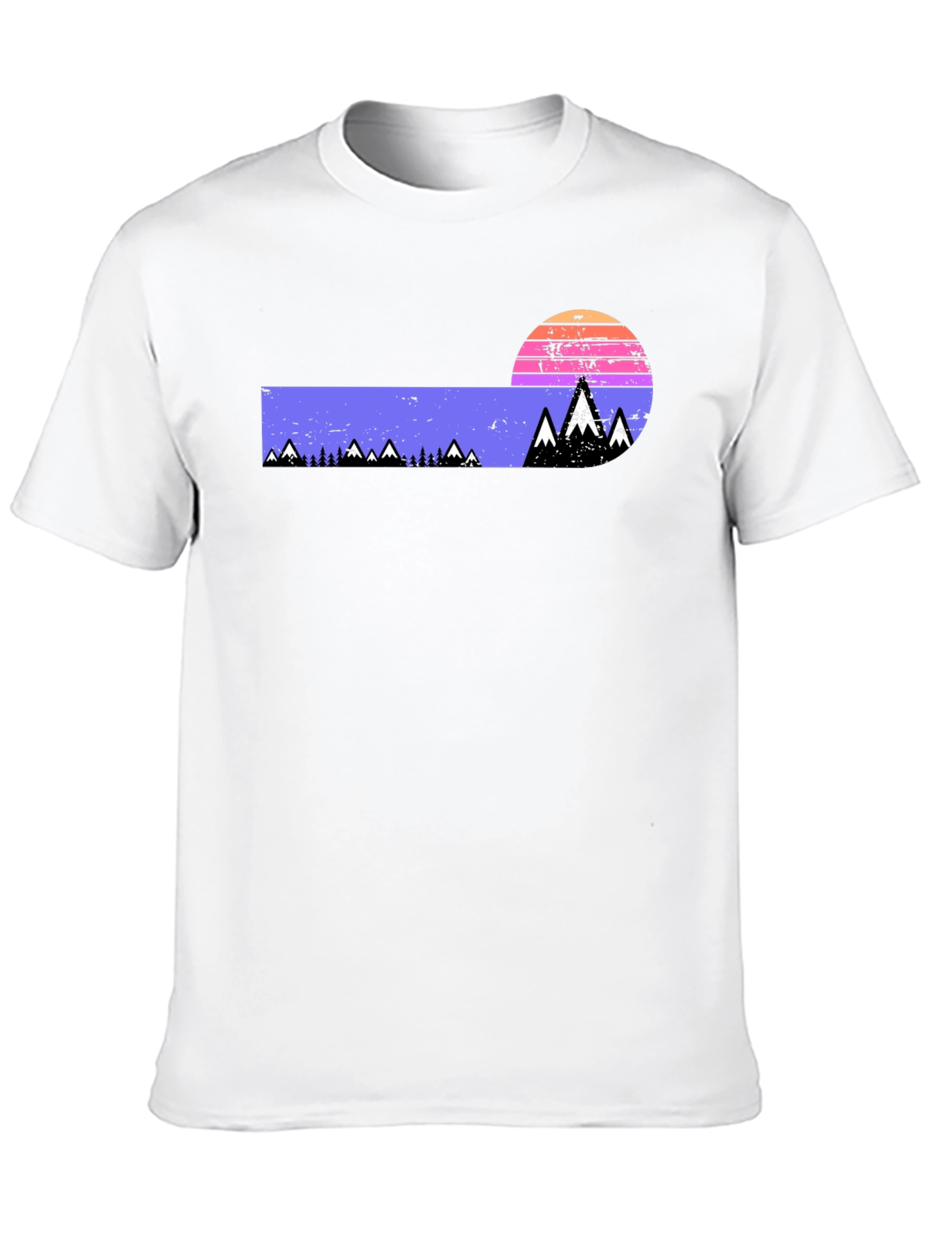 Black Retro Mountain Sunset Graphic Tee view 10