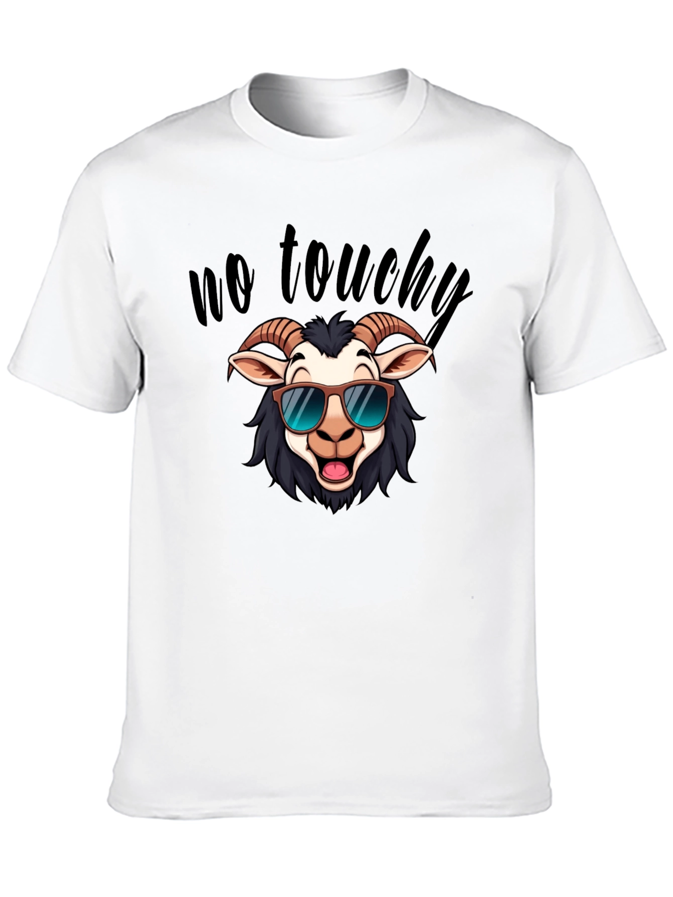 Black Cool Goat Graphic Tee - No Touchy Funny Shirt view 10