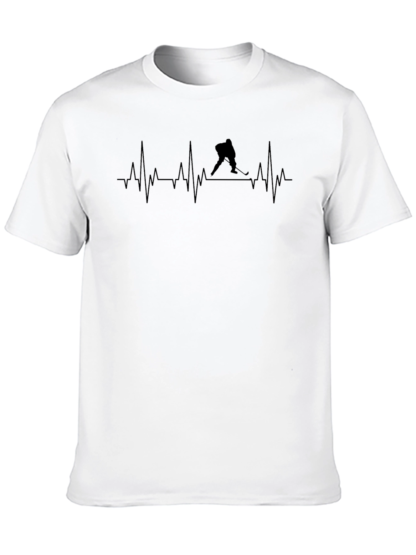 Black Hockey Heartbeat T-Shirt - Unique Hockey Lover Gift view 10