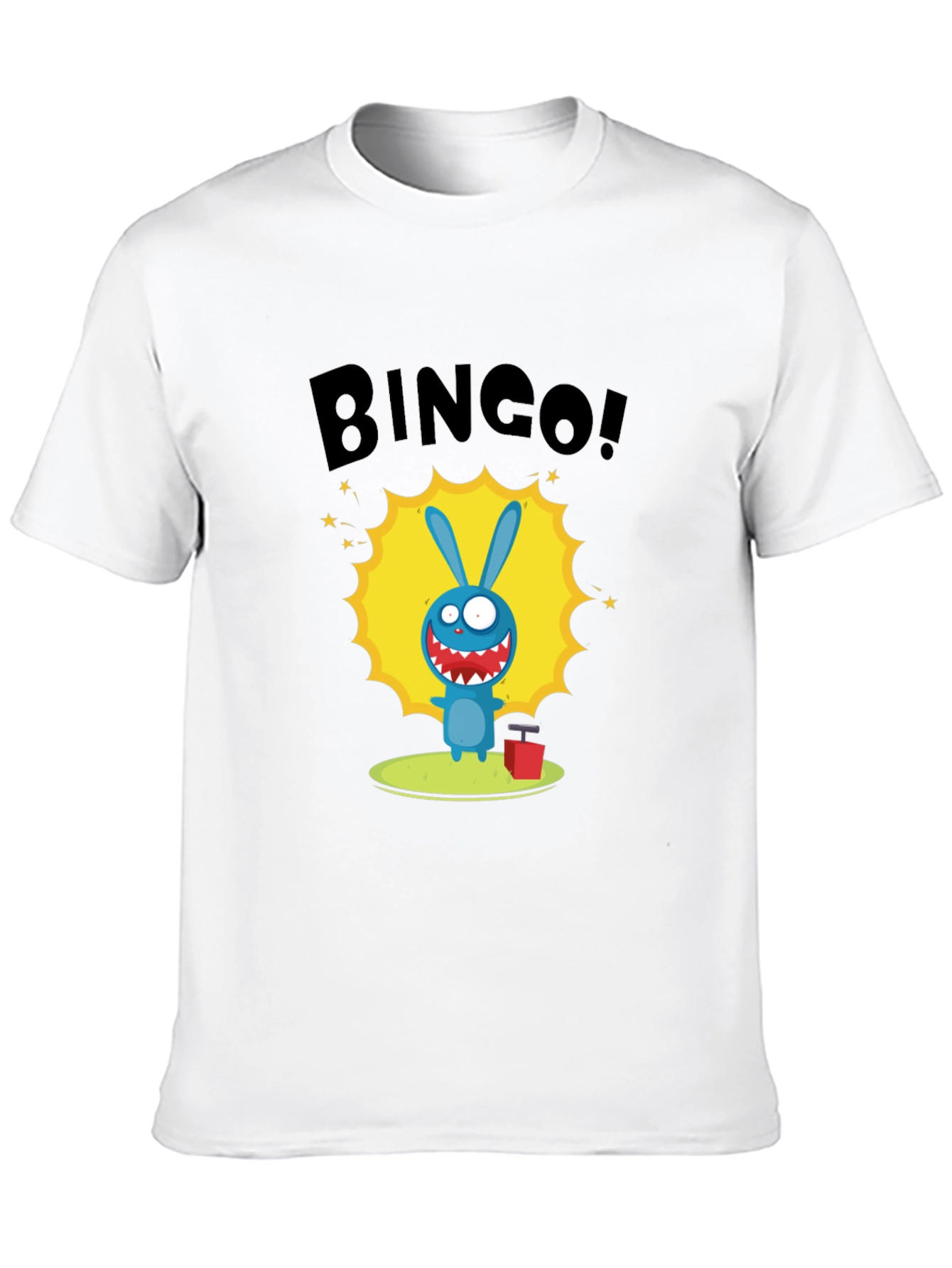 Black Bingo! Cartoon Bunny Graphic Print Black T-Shirt view 10