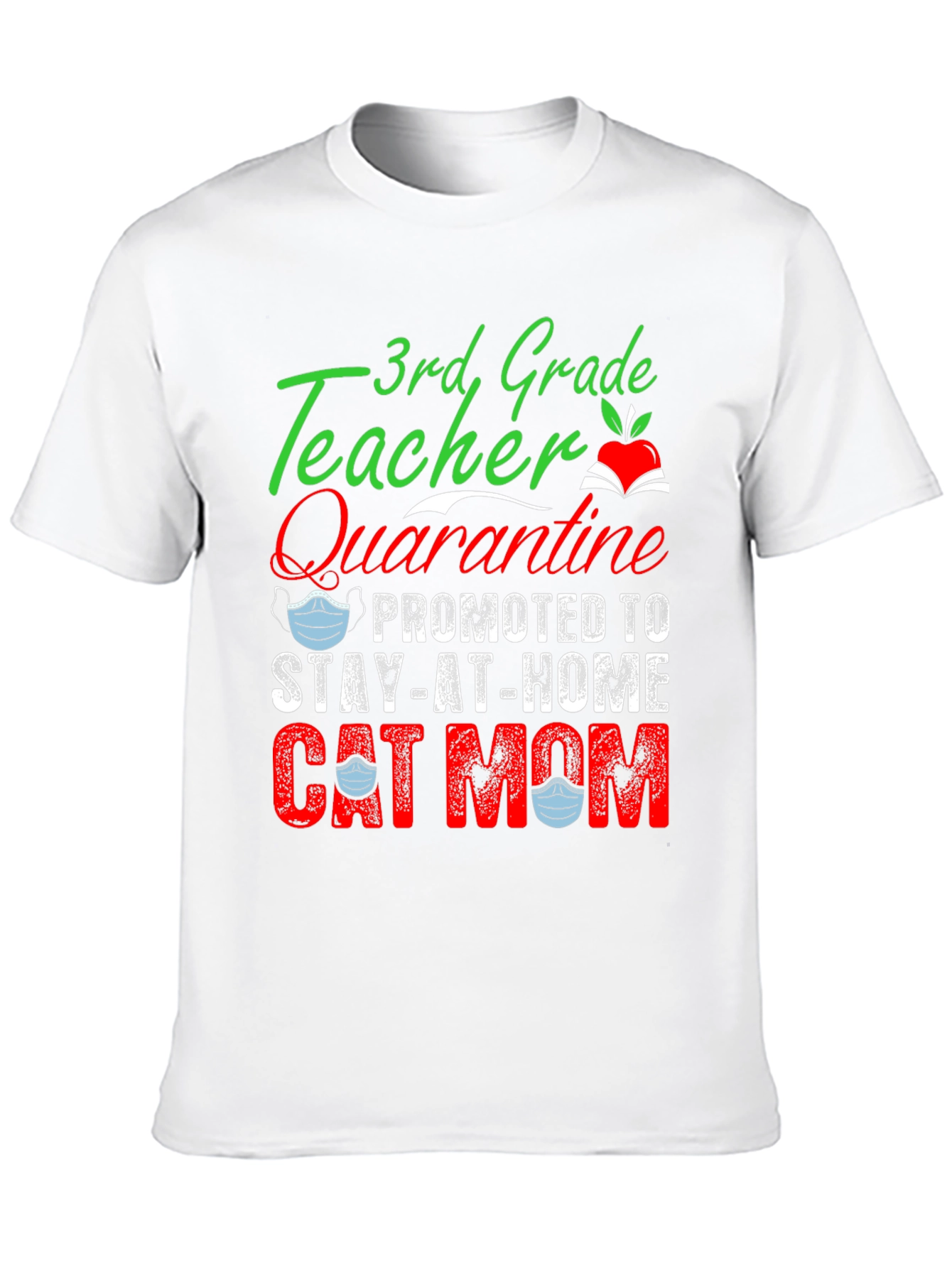 Black 3rd Grade Teacher Quarantine Cat Mom T-Shirt view 10