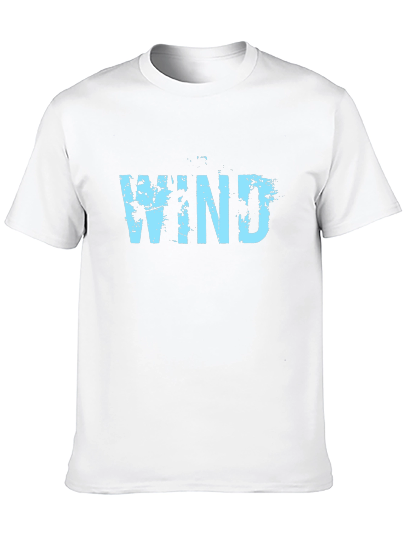 Black Men's Black Cotton Tee - Blue "Wind" Graphic view 10